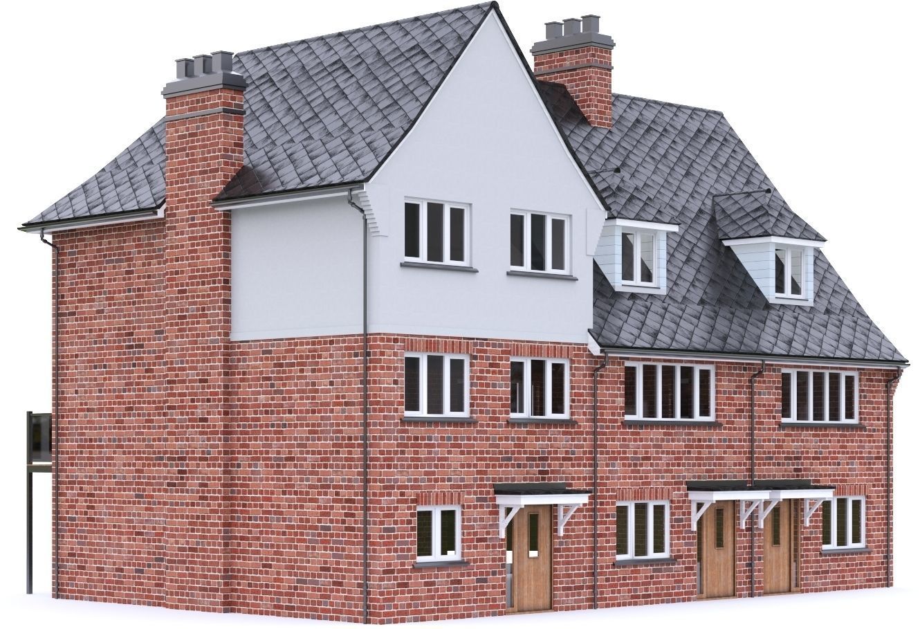 English Brick House 15 Low-poly 3D model_11