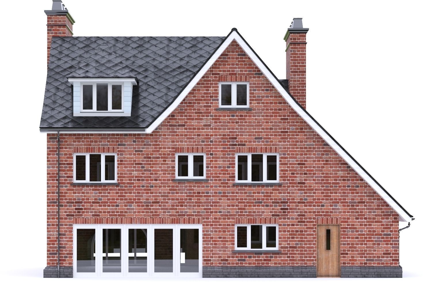 English Brick House 14 Low-poly 3D model_6