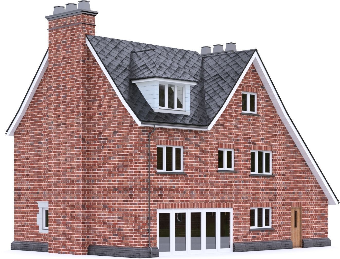 English Brick House 14 Low-poly 3D model_7