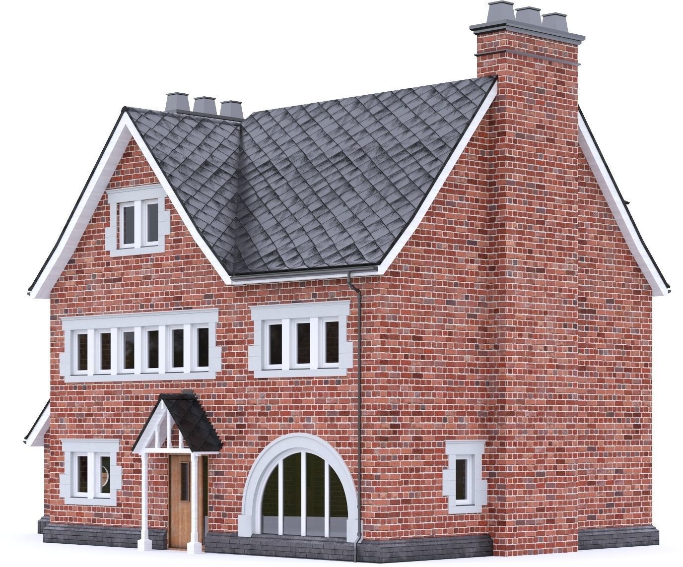 English Brick House 14 Low-poly 3D model_2