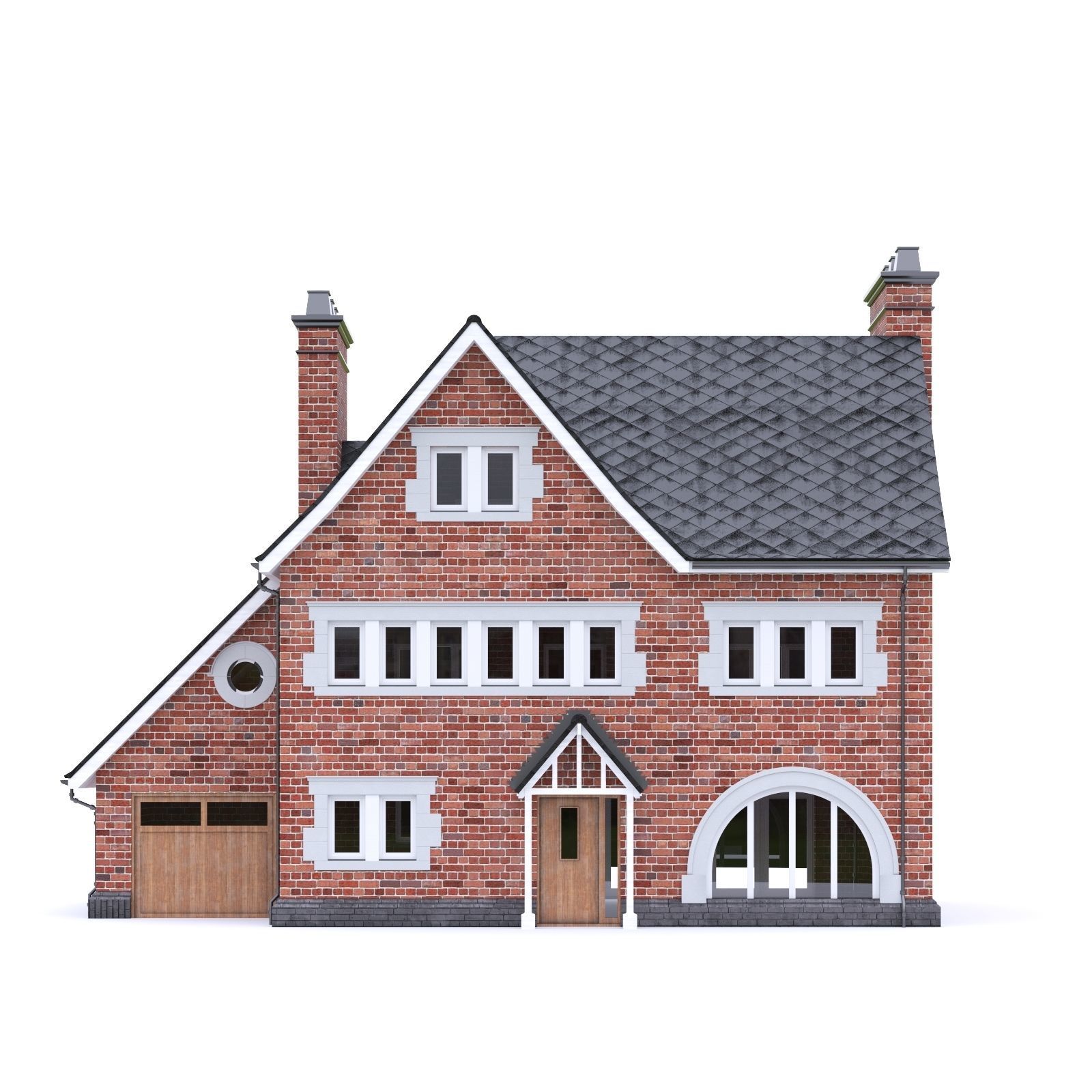 English Brick House 14 Low-poly 3D model_4