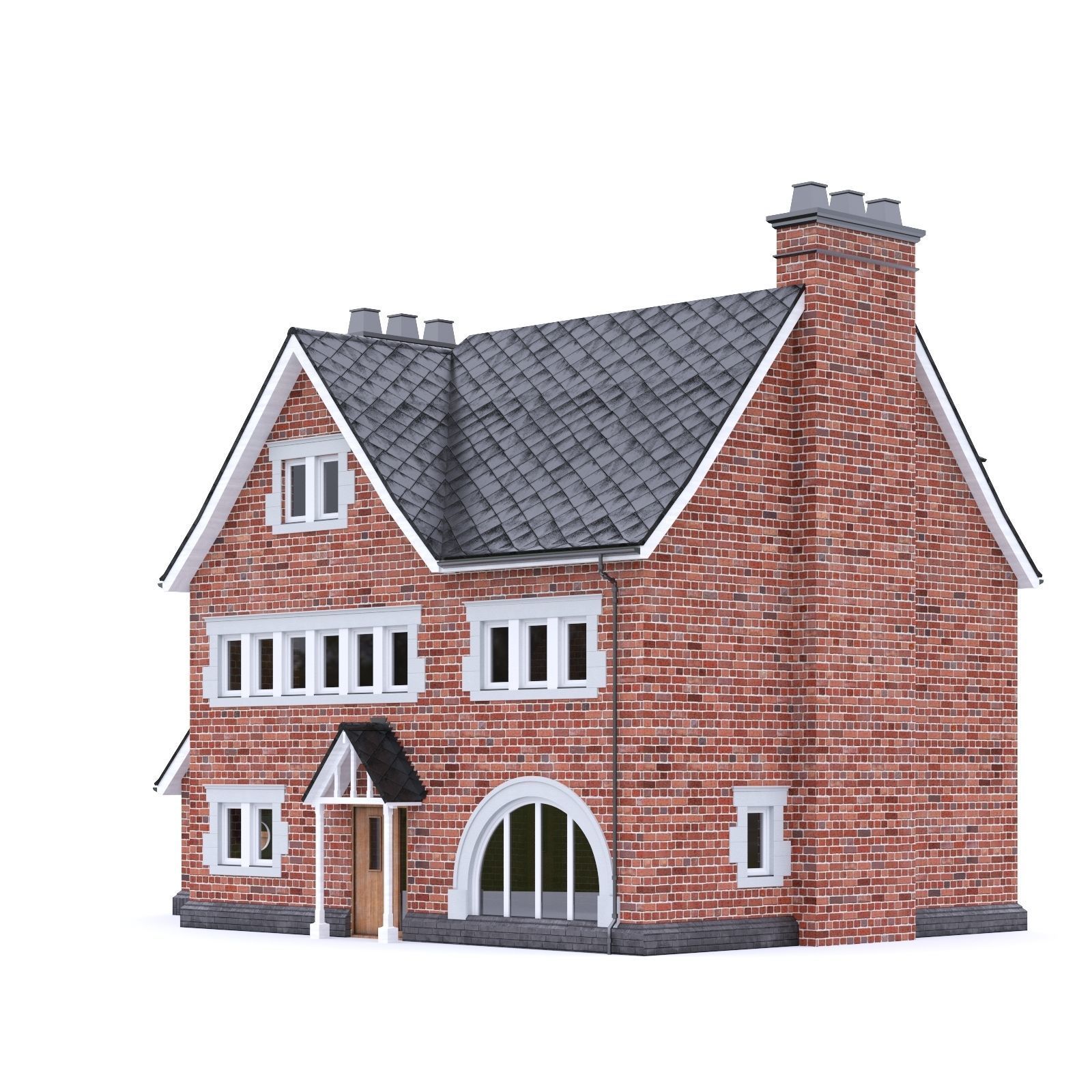 English Brick House 14 Low-poly 3D model_5