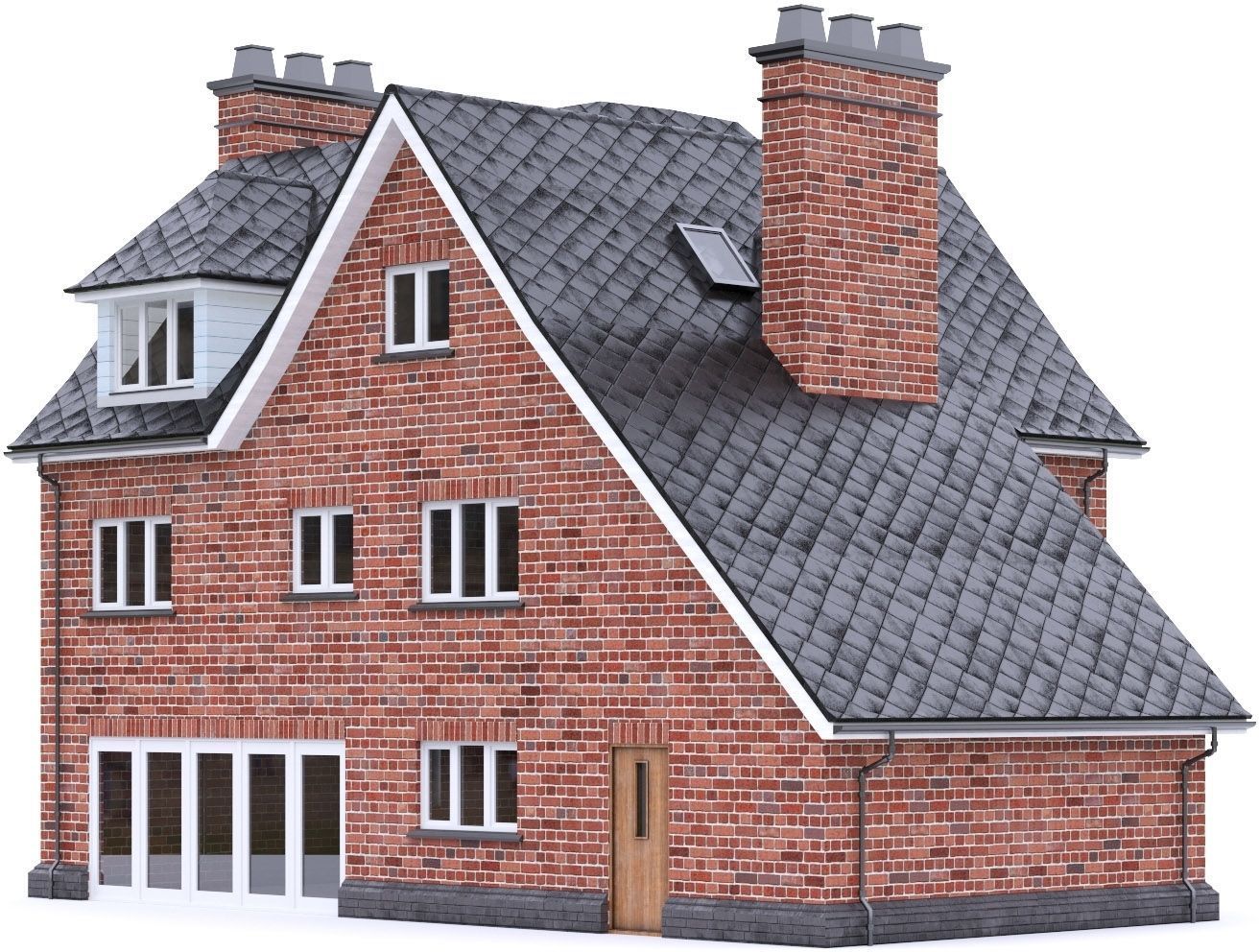 English Brick House 14 Low-poly 3D model_11