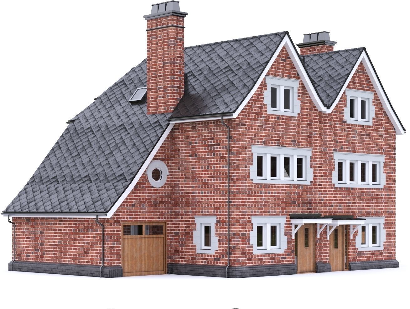 English Brick House 13 Low-poly 3D model_11