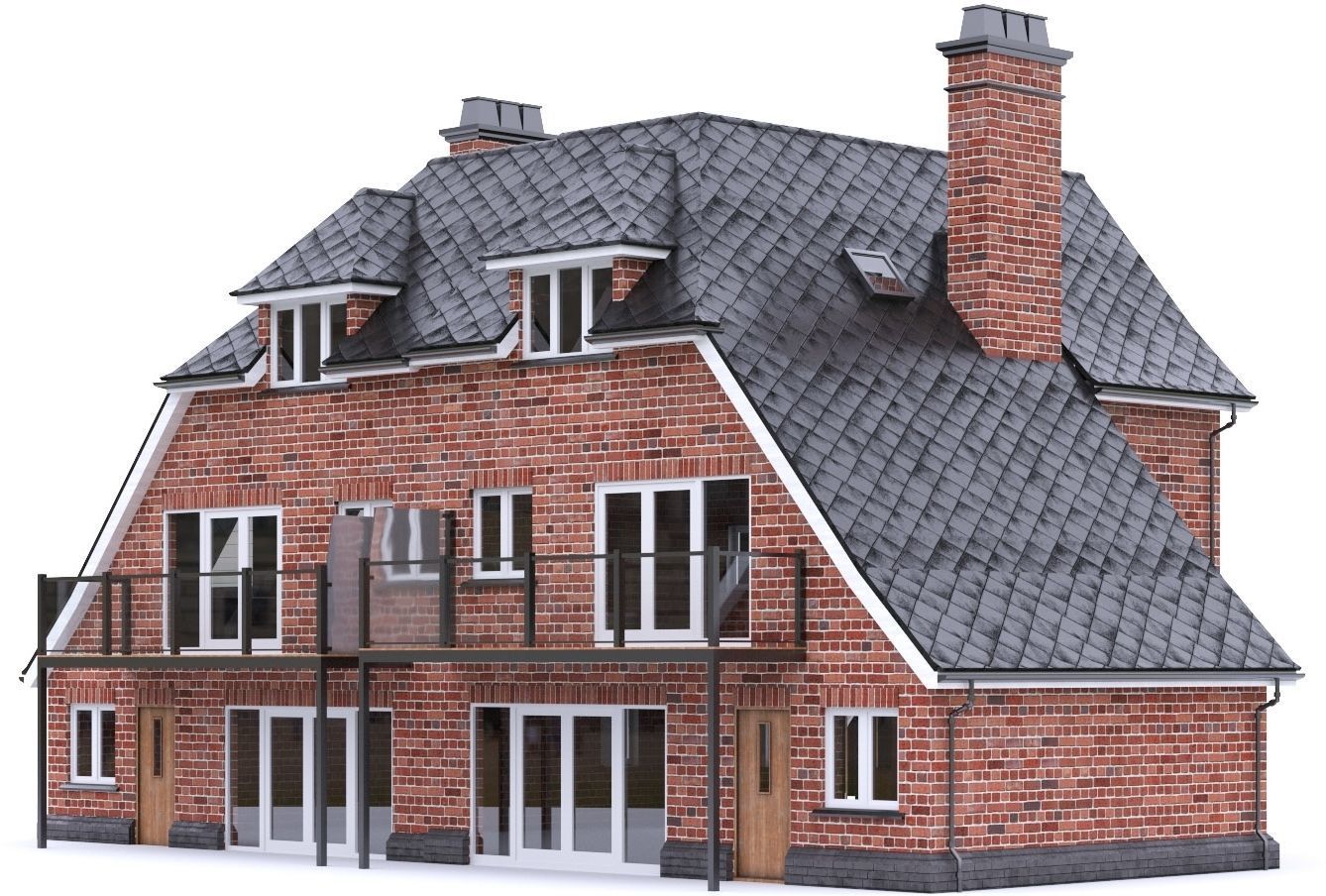 English Brick House 13 Low-poly 3D model_16