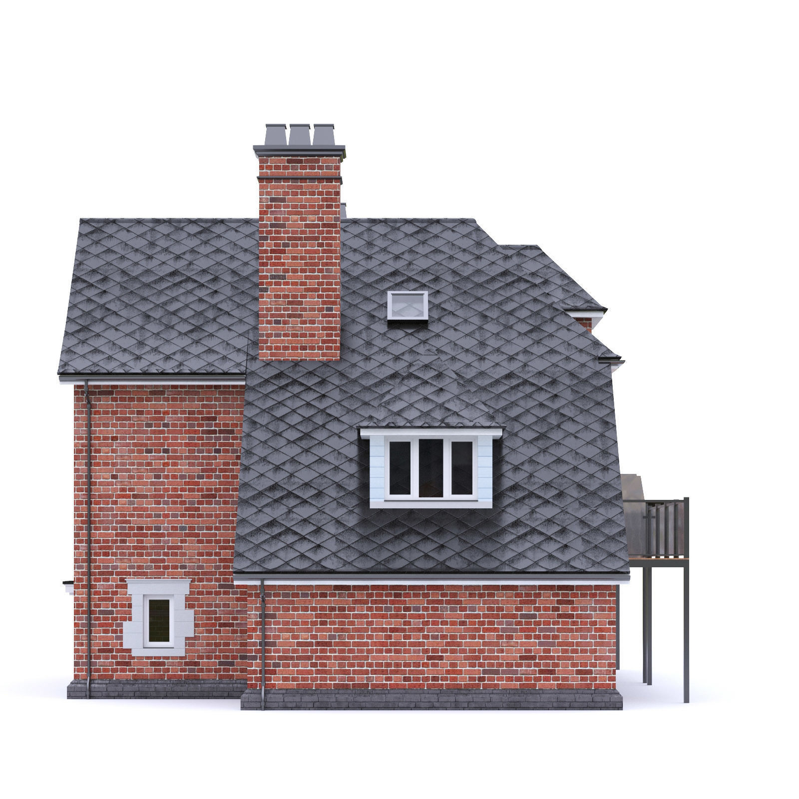 English Brick House 13 Low-poly 3D model_7