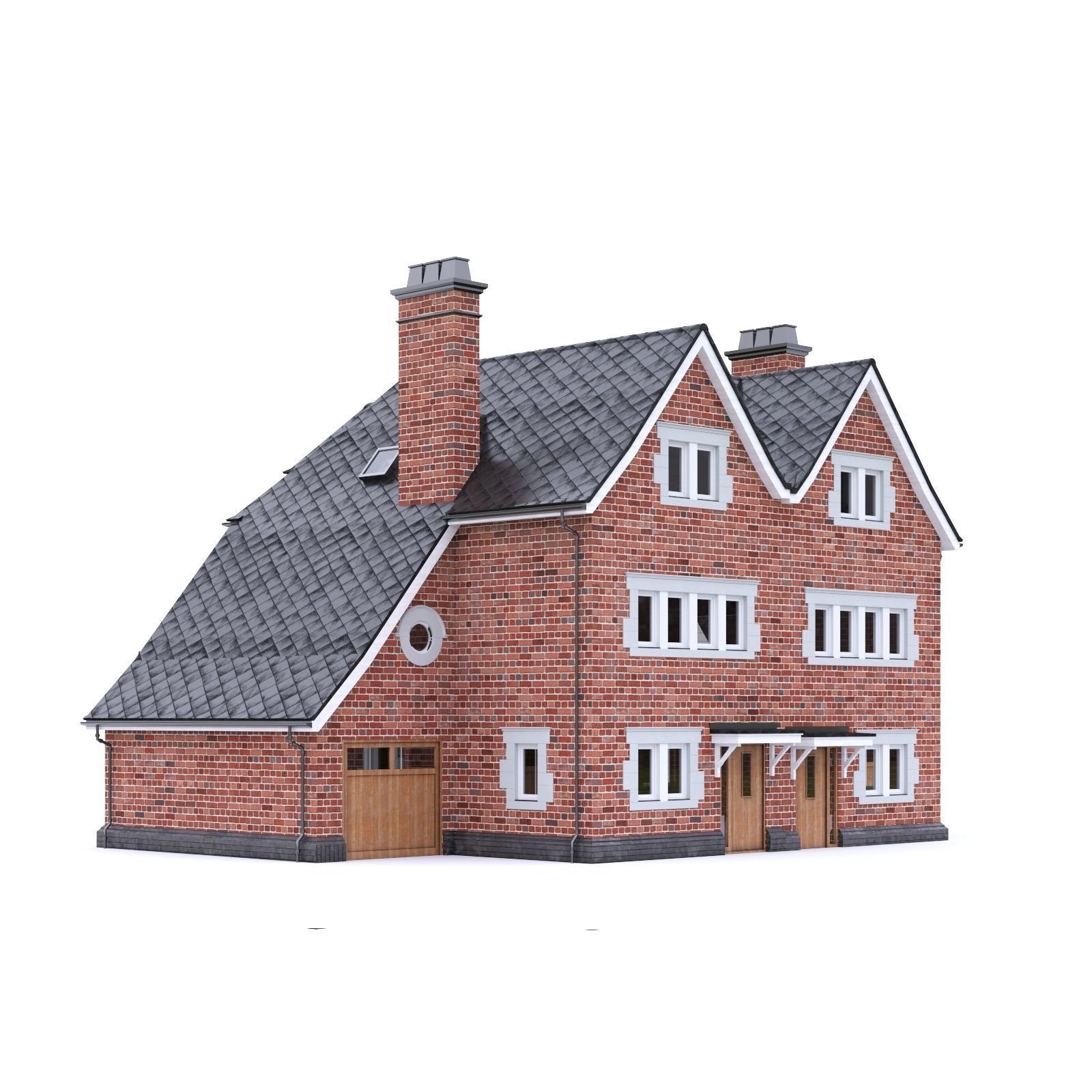 English Brick House 13 Low-poly 3D model_6