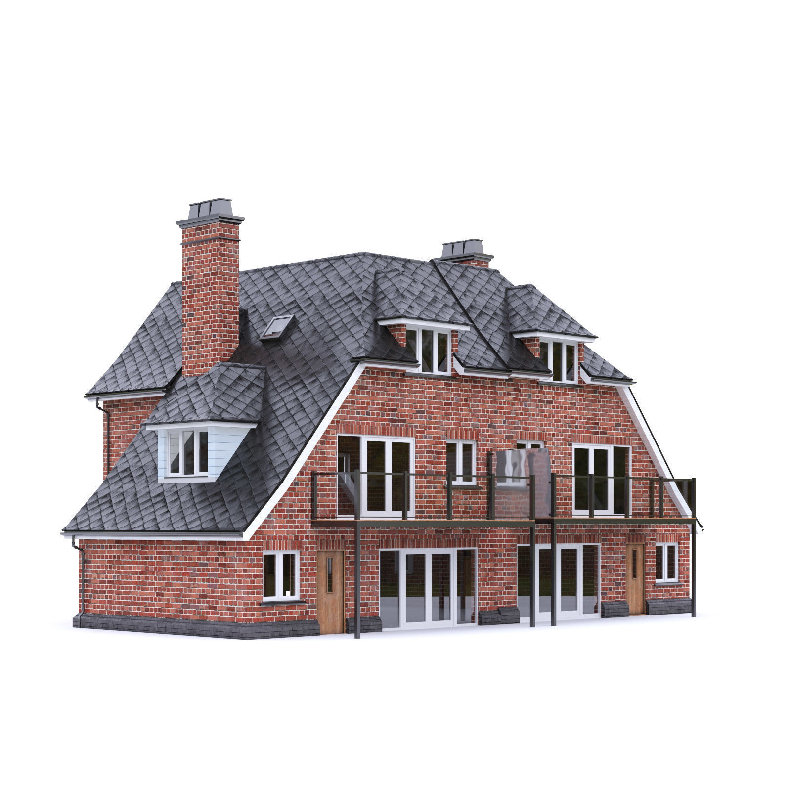 English Brick House 13 Low-poly 3D model_8