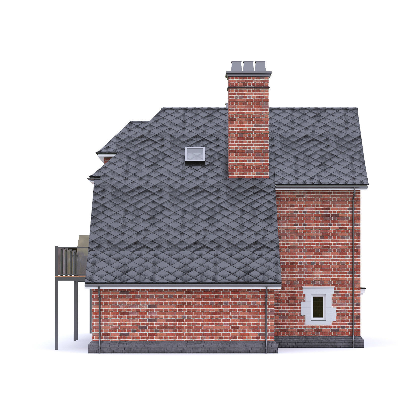 English Brick House 13 Low-poly 3D model_5