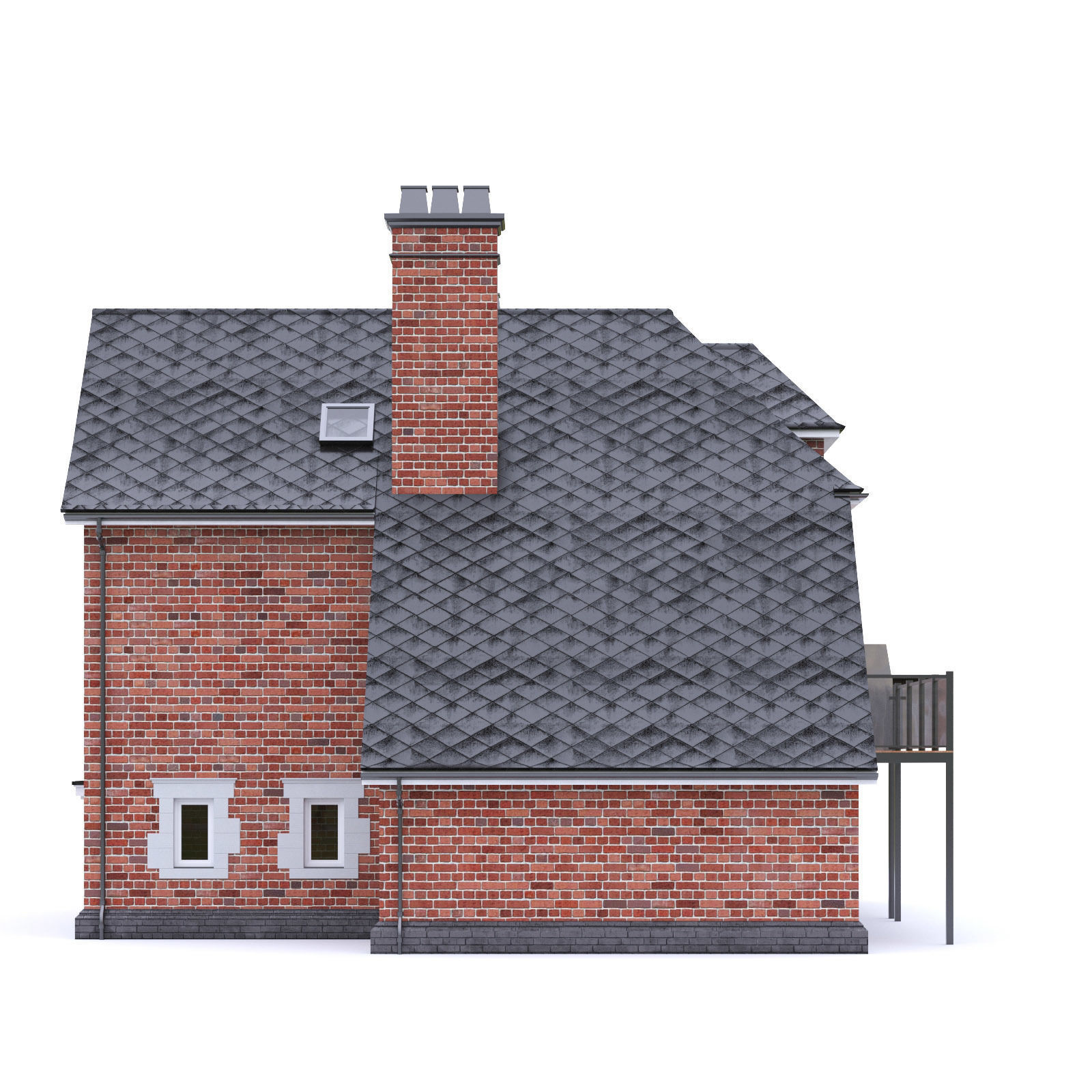 English Brick House 12 Low-poly 3D model_5