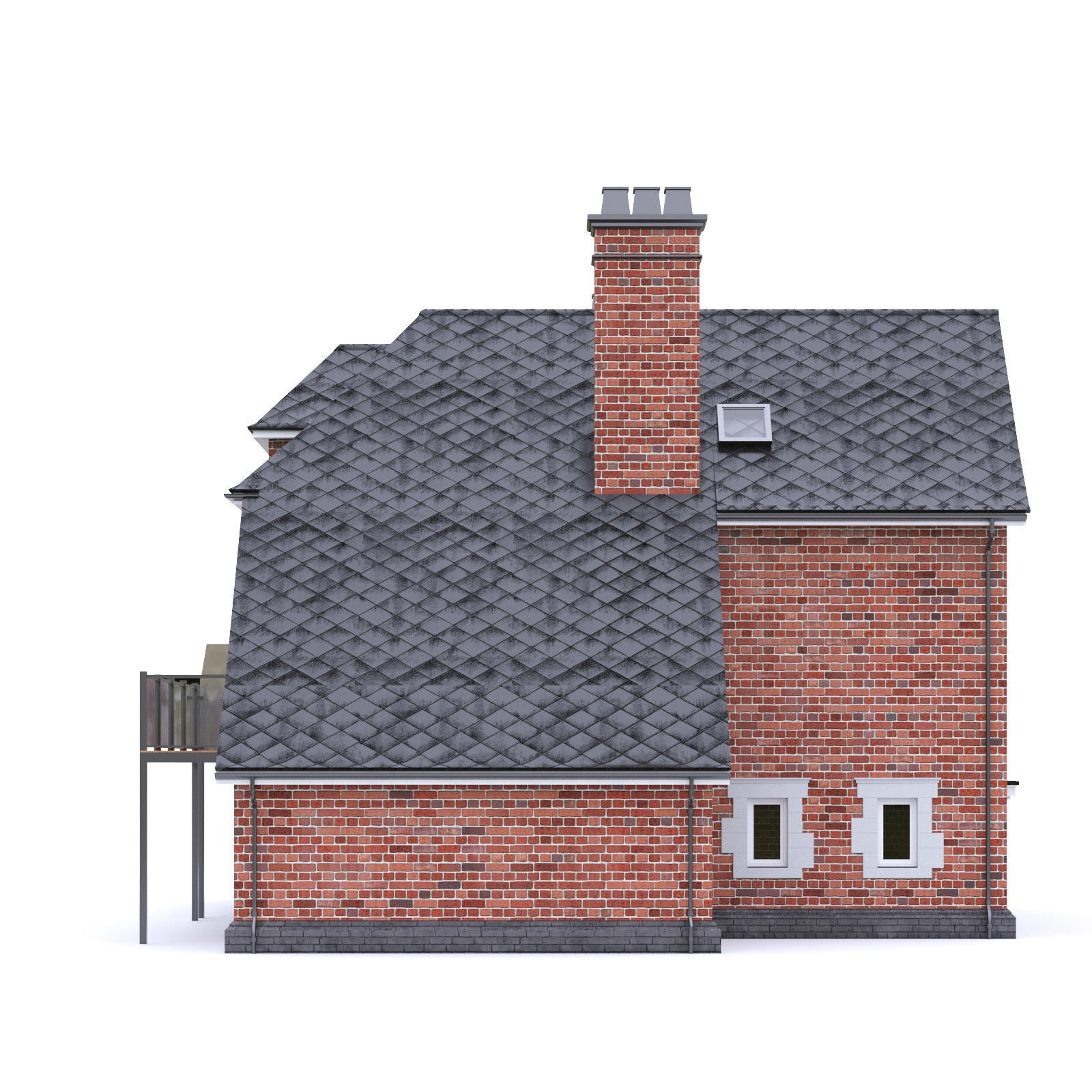 English Brick House 12 Low-poly 3D model_8
