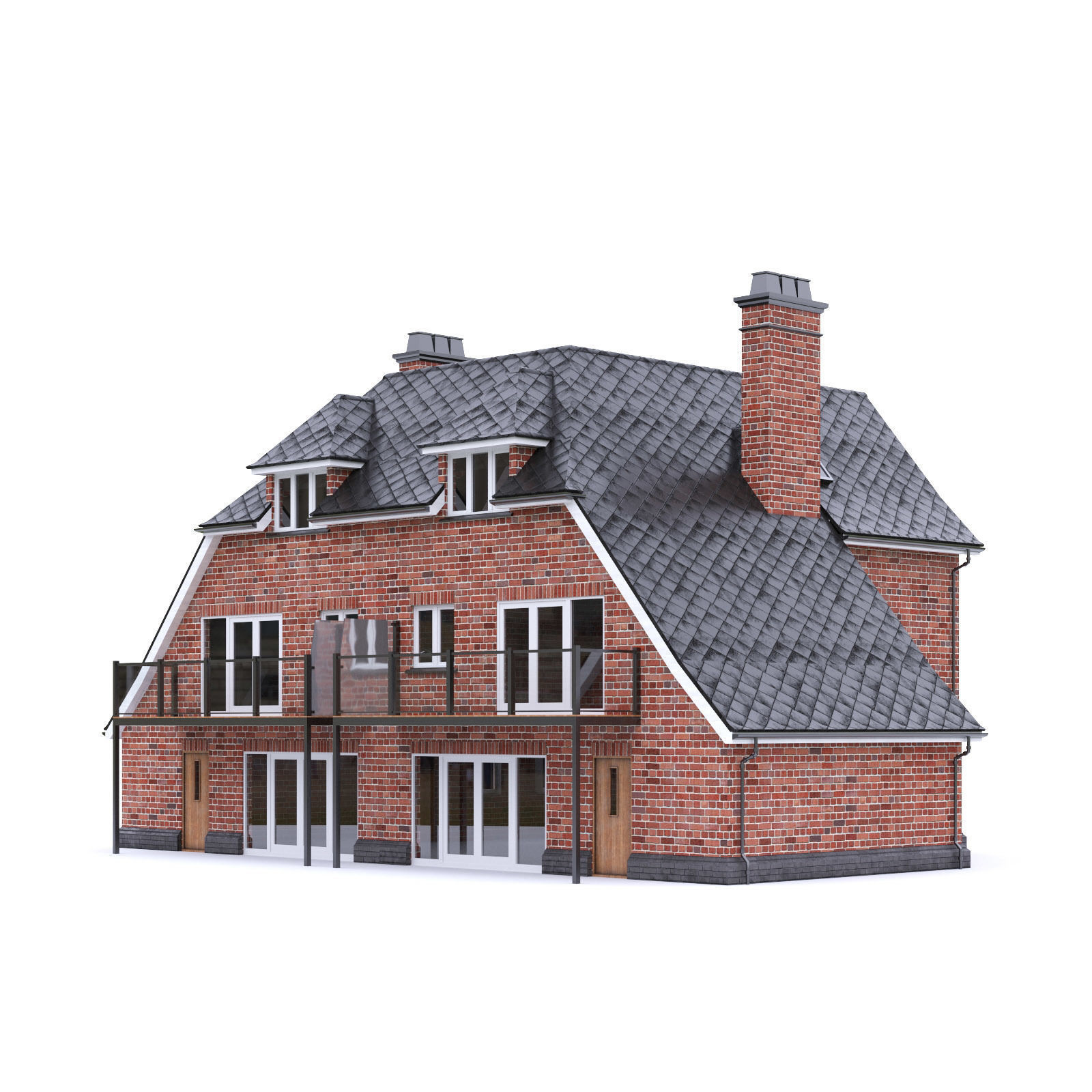 English Brick House 12 Low-poly 3D model_9