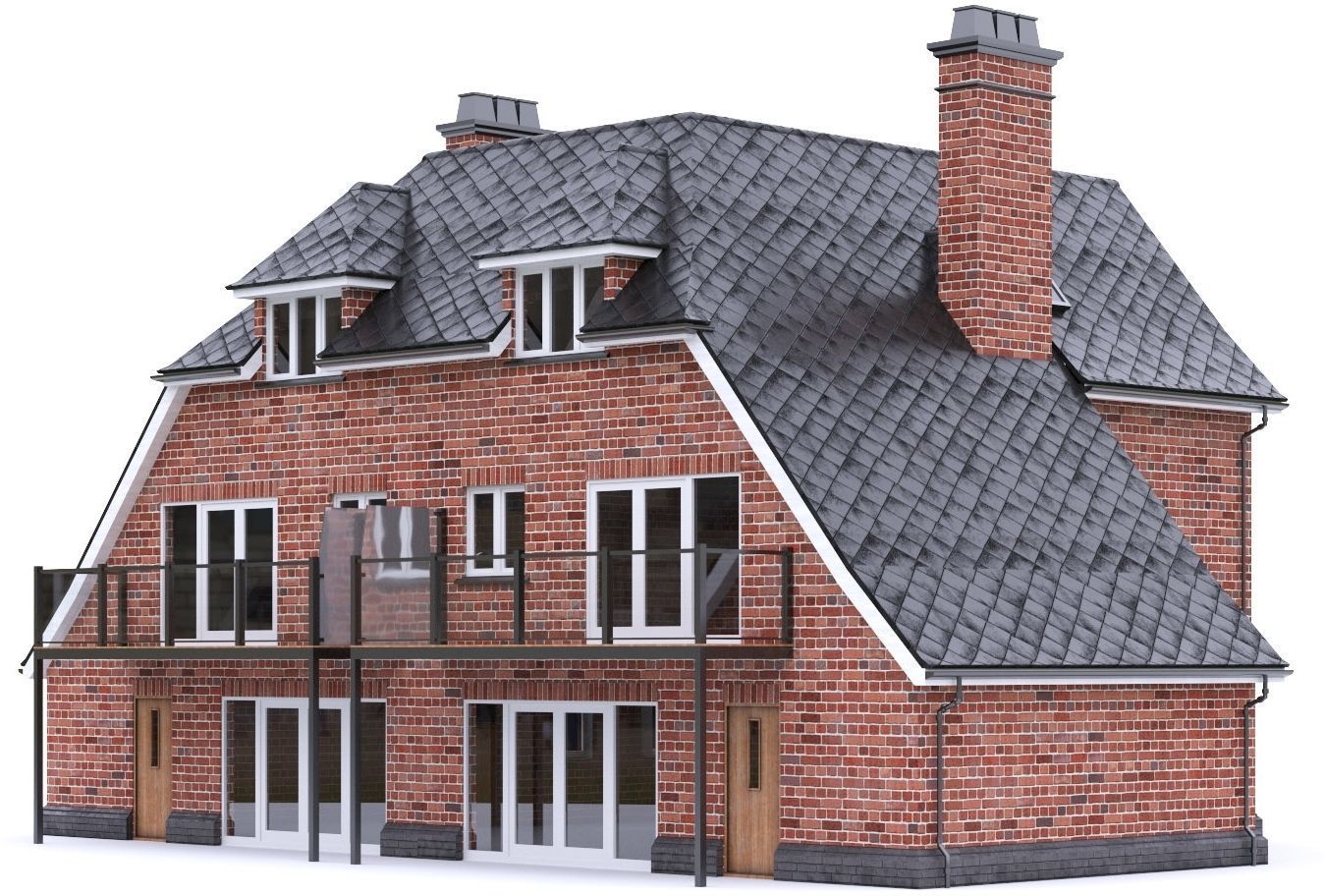 English Brick House 12 Low-poly 3D model_16