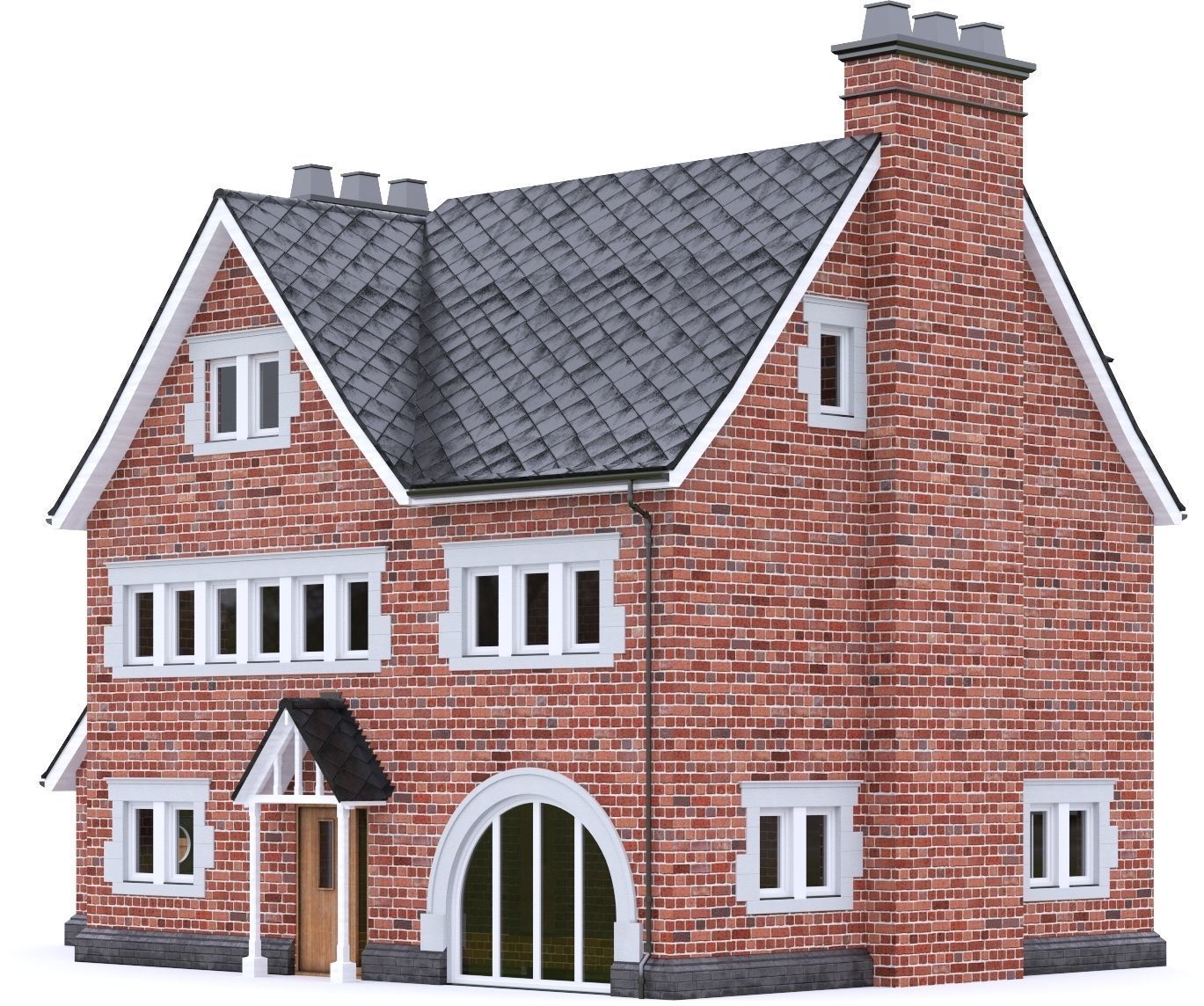 English Brick House 11 Low-poly 3D model_12