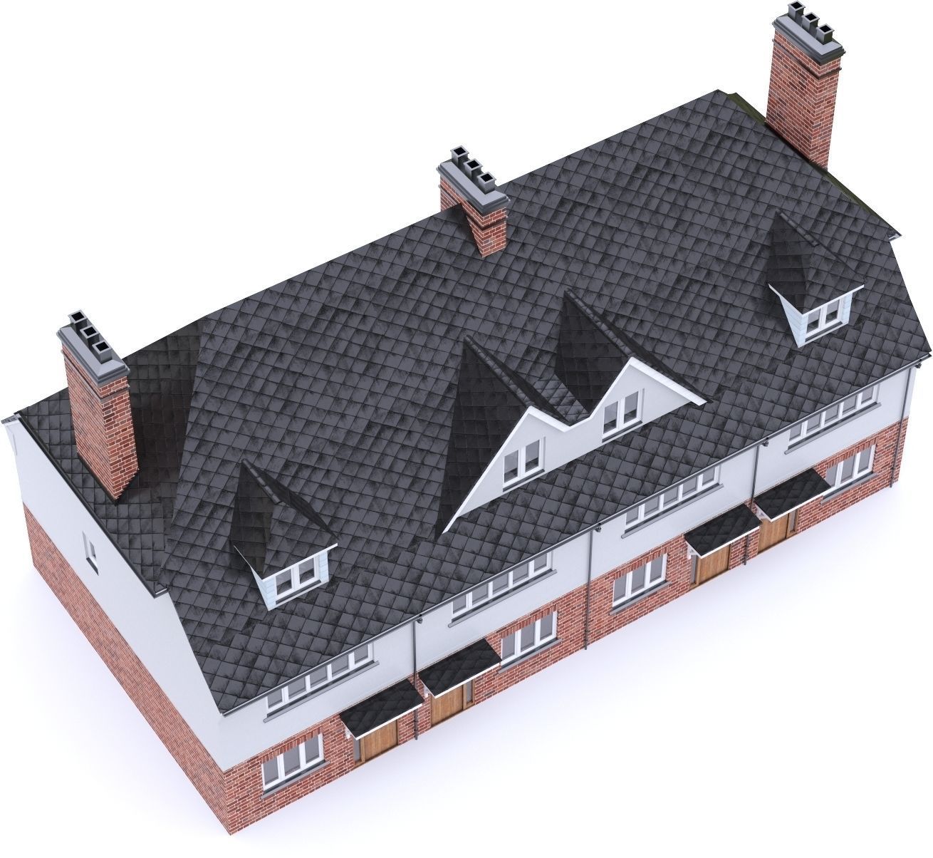 English Brick House 10 Low-poly 3D model_12