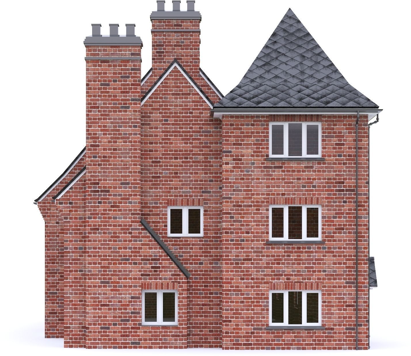 English Brick House 09 Low-poly 3D model_11