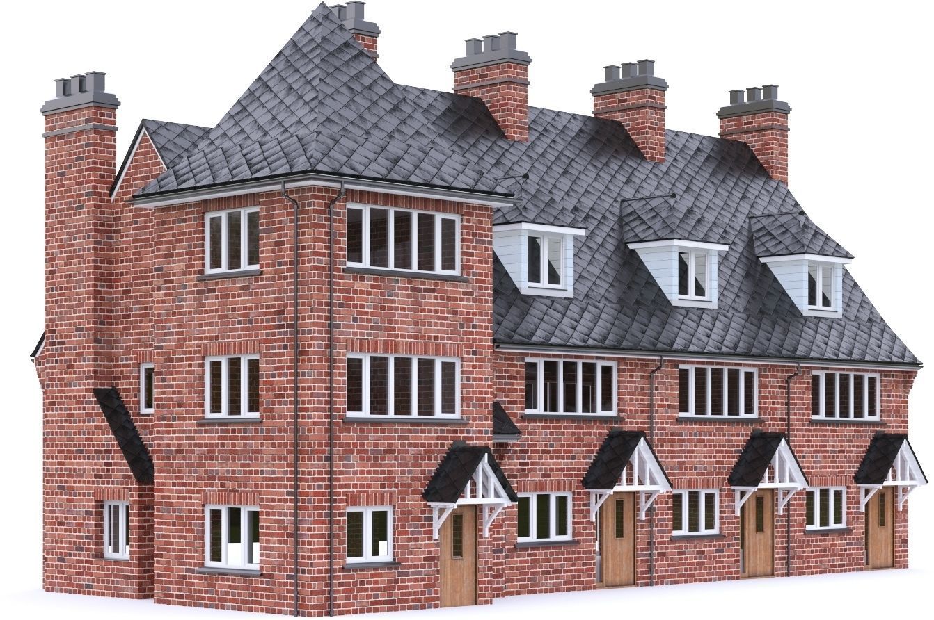 English Brick House 09 Low-poly 3D model_10
