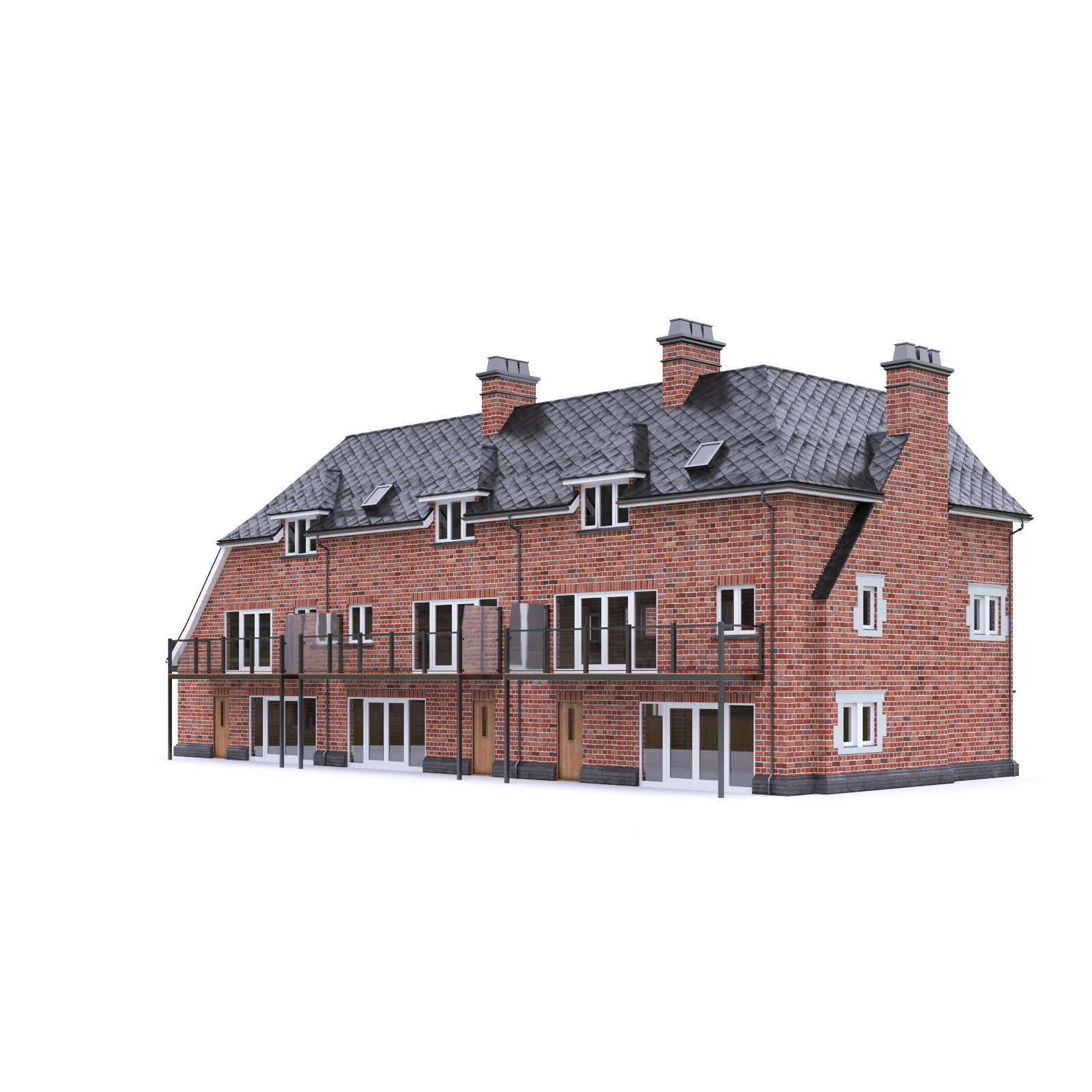 English Brick House 08 Low-poly 3D model_8
