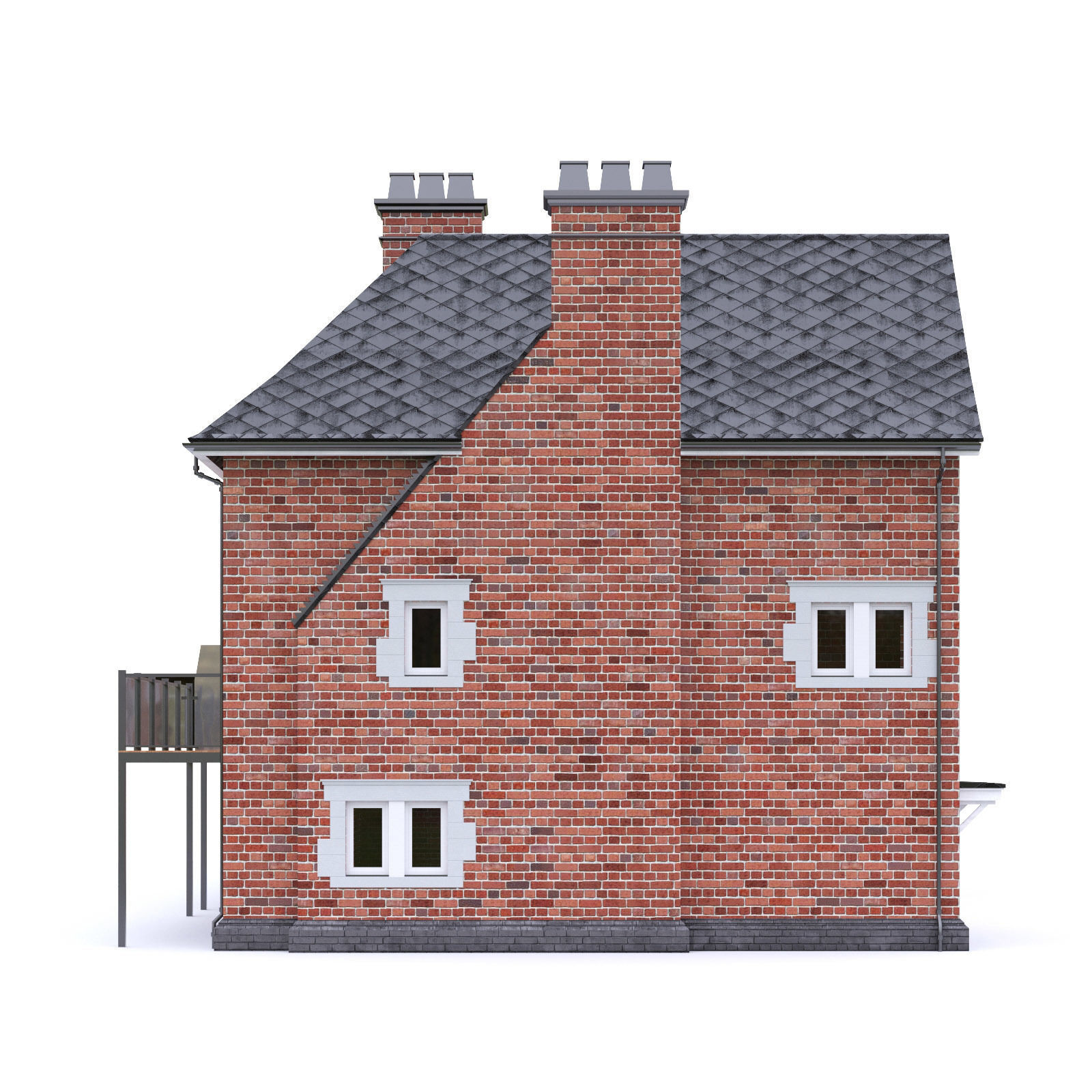 English Brick House 08 Low-poly 3D model_9