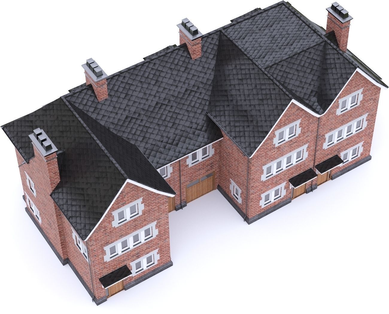 English Brick House 08 Low-poly 3D model_10