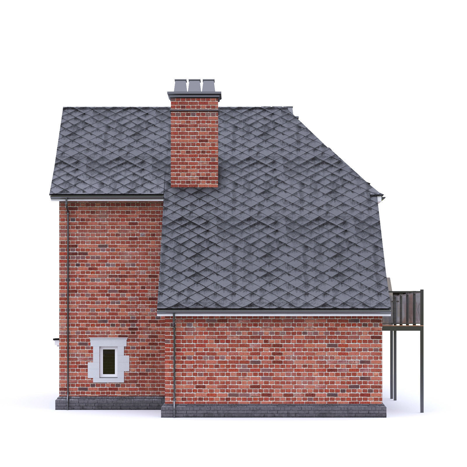 English Brick House 08 Low-poly 3D model_5