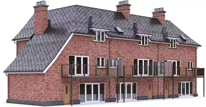 English Brick House 08 Low-poly 3D model