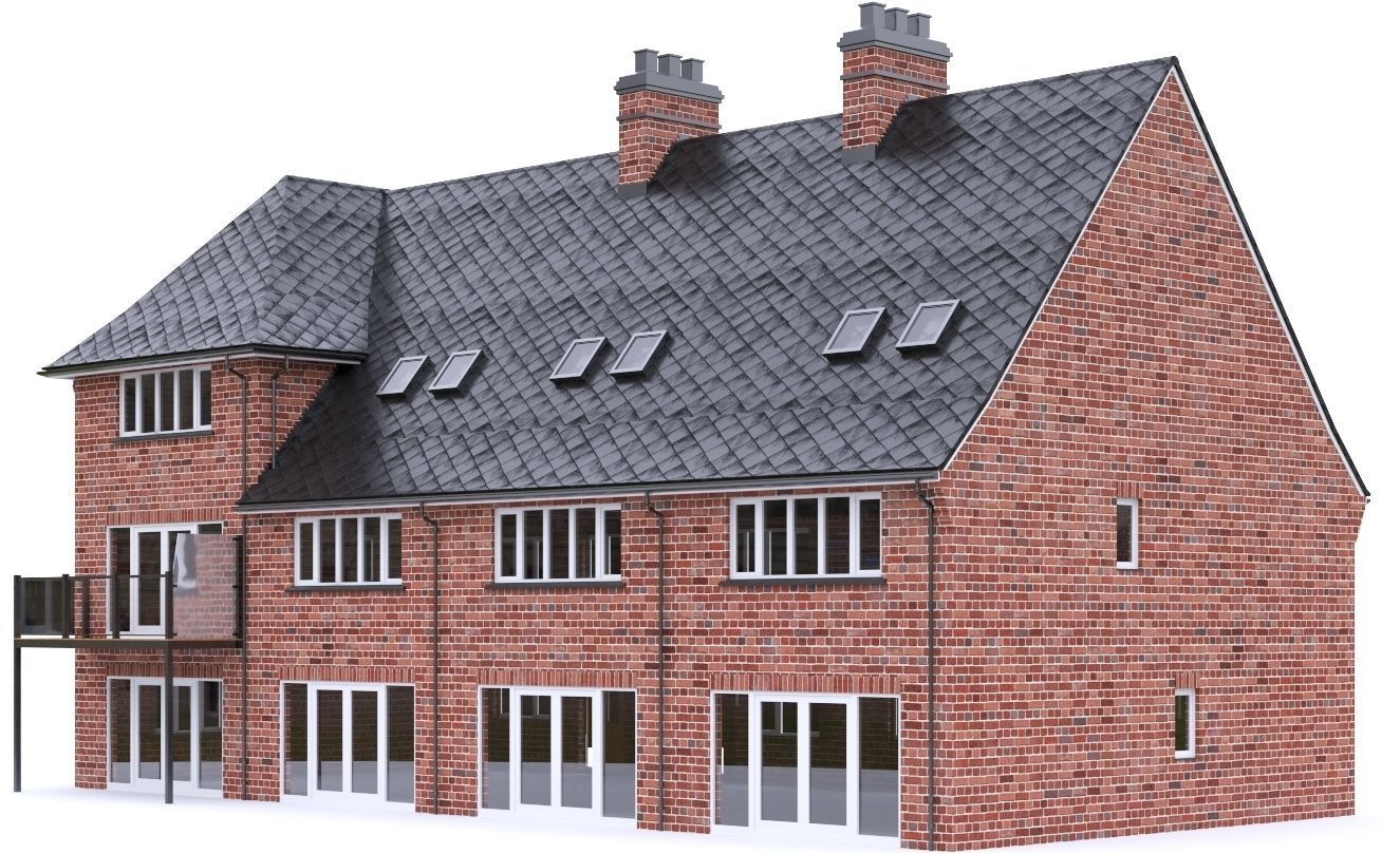 English Brick House 07 Low-poly 3D model_13