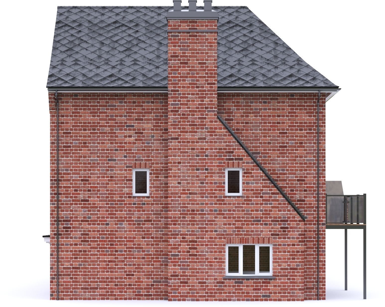 English Brick House 07 Low-poly 3D model_15