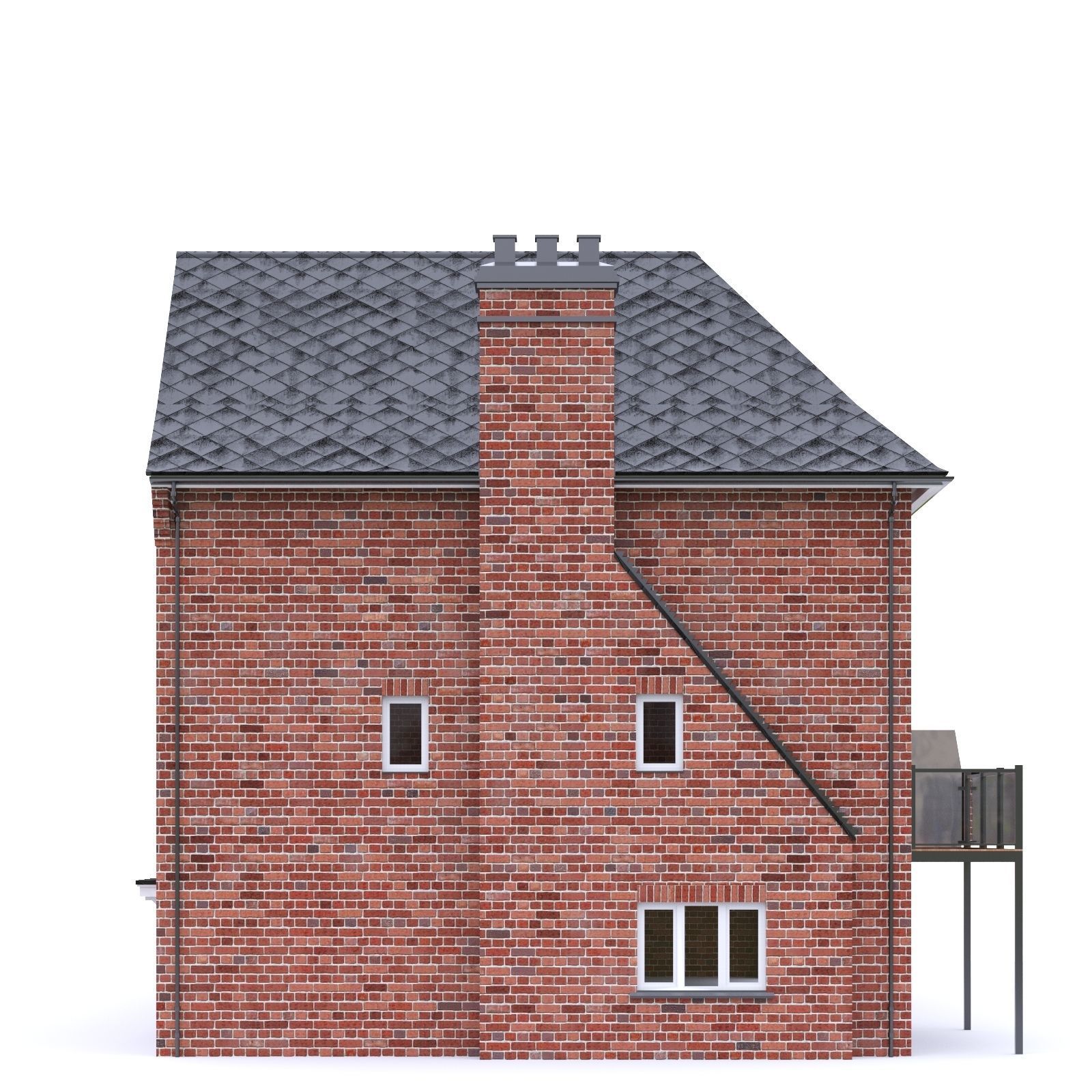 English Brick House 07 Low-poly 3D model_12