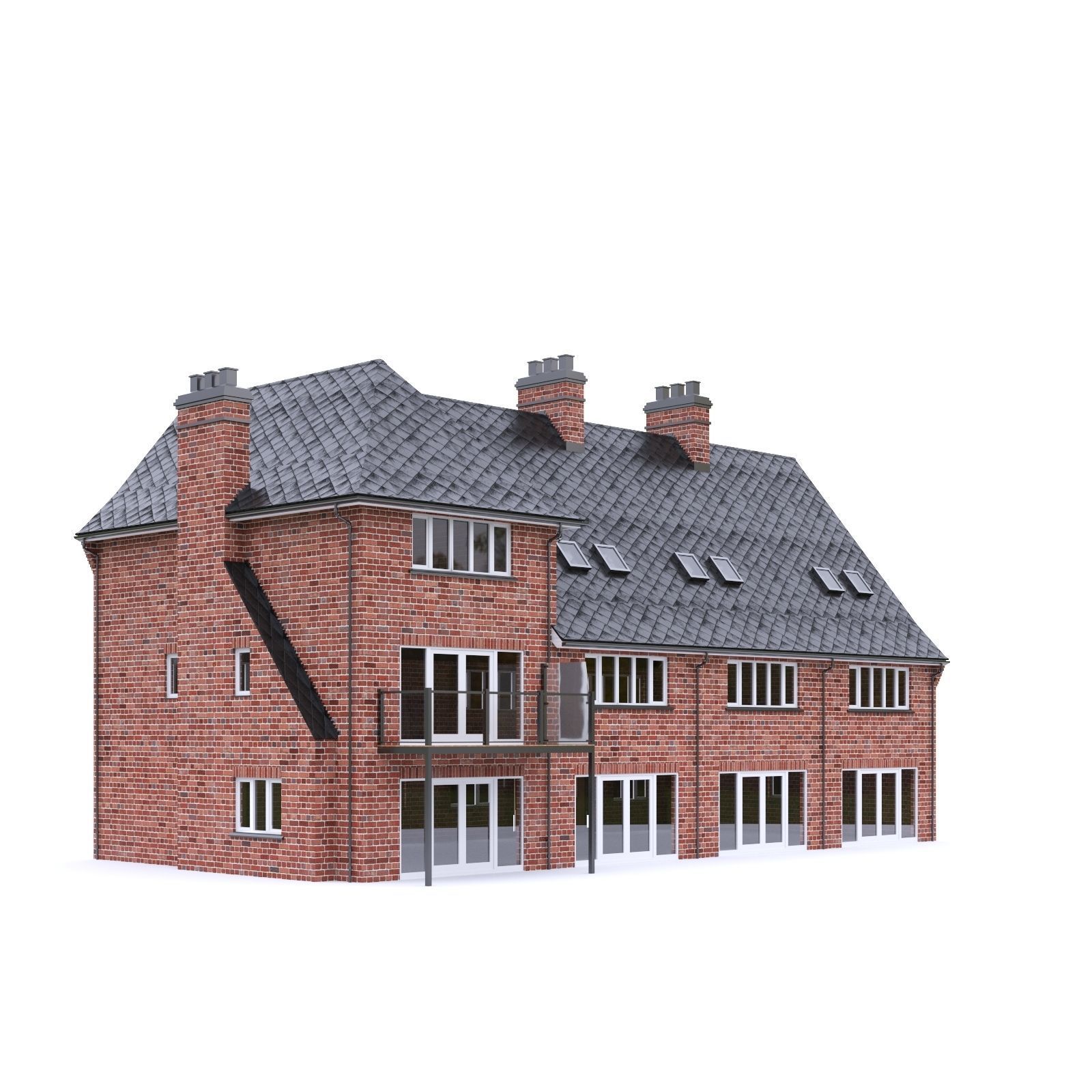 English Brick House 07 Low-poly 3D model_3