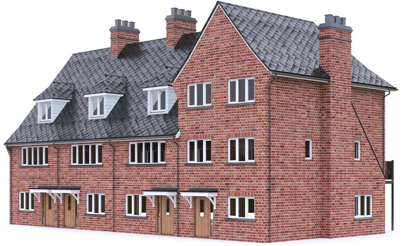 English Brick House 07 Low-poly 3D model_9
