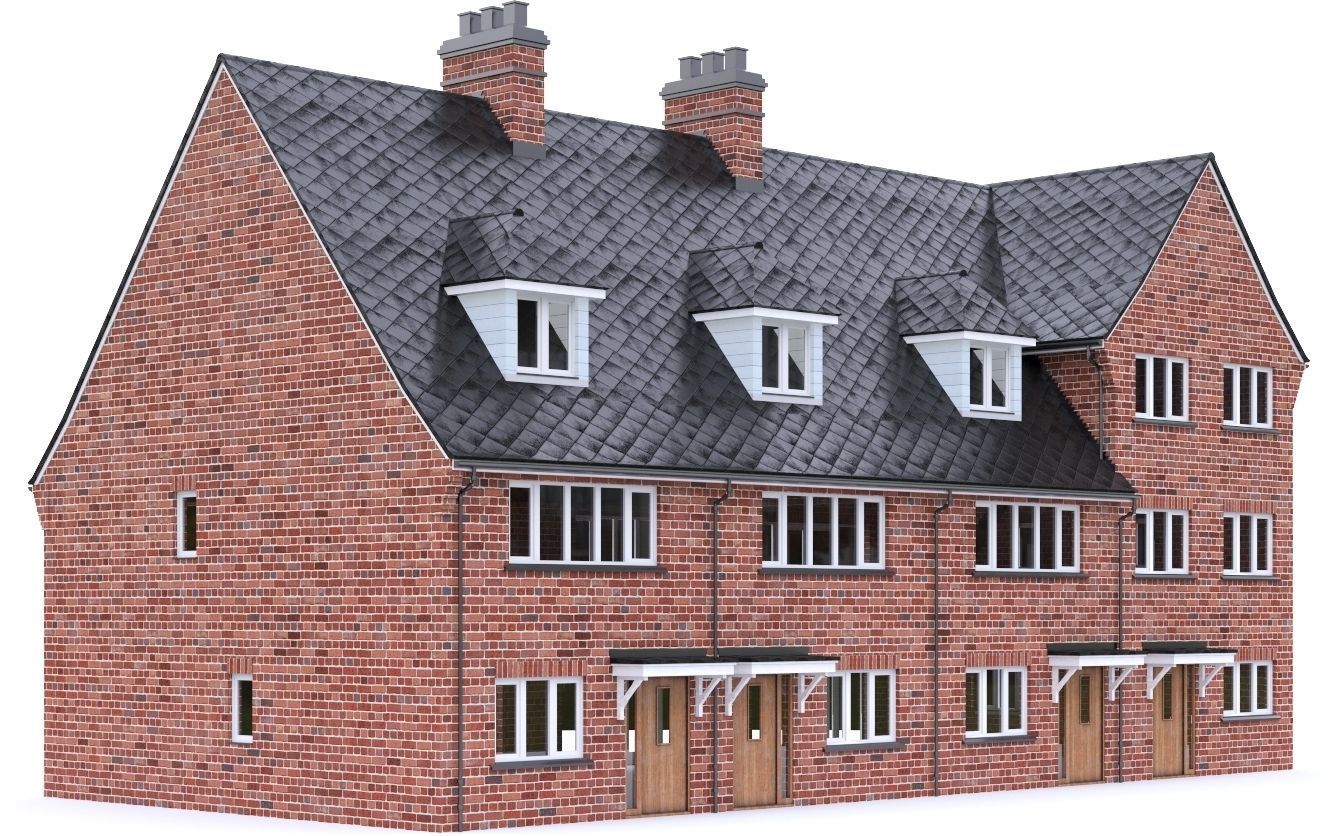 English Brick House 07 Low-poly 3D model_7