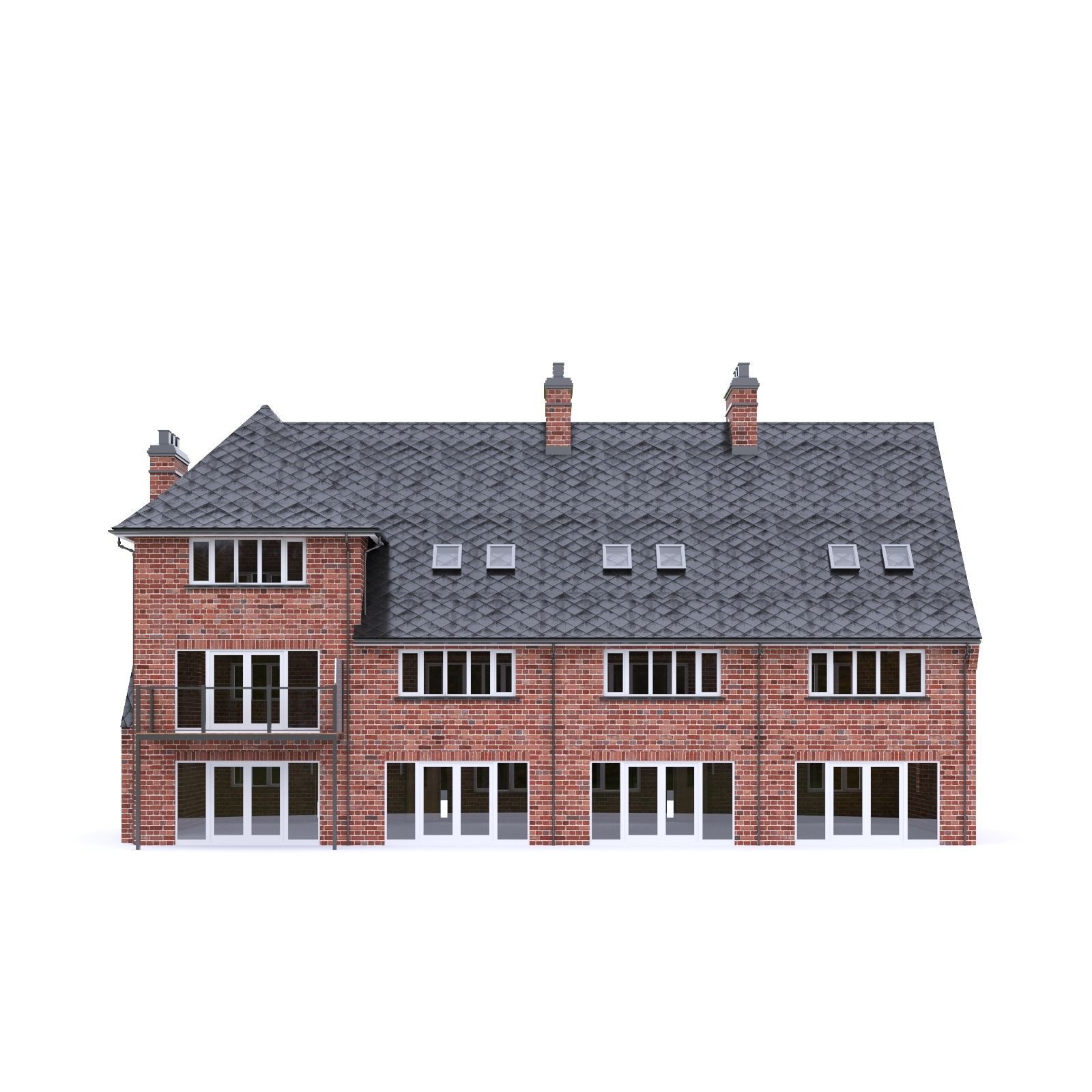English Brick House 07 Low-poly 3D model_4