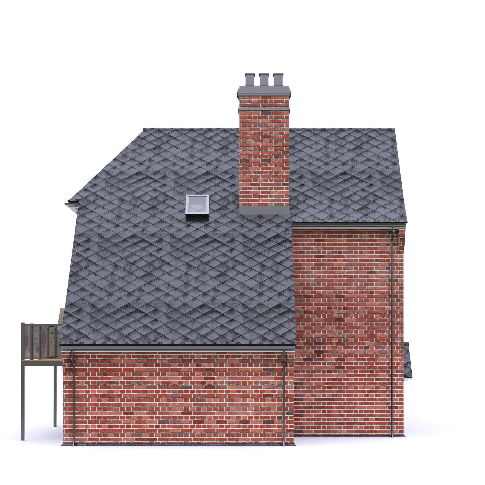 English Brick House 05 Low-poly 3D model_11