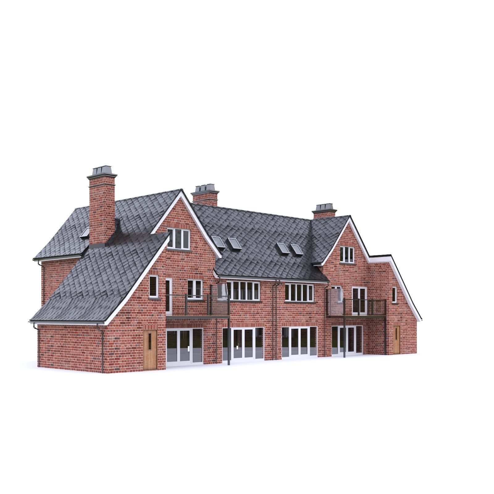 English Brick House 04 Low-poly 3D model_7