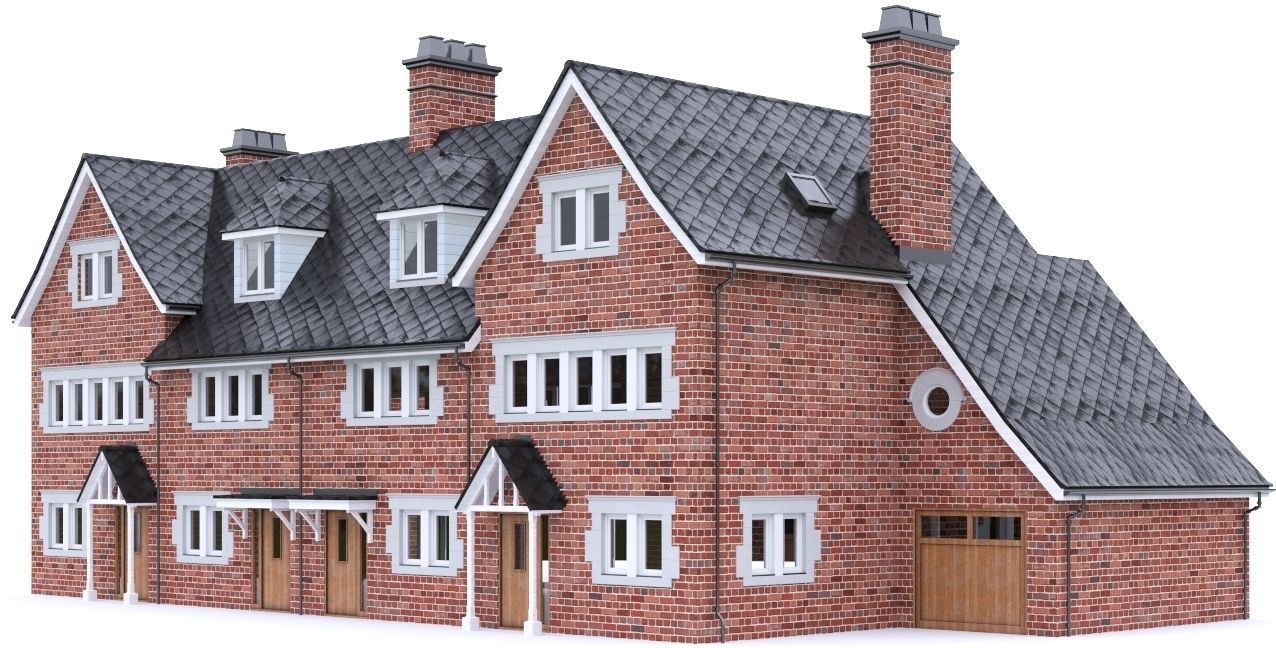 English Brick House 04 Low-poly 3D model_1