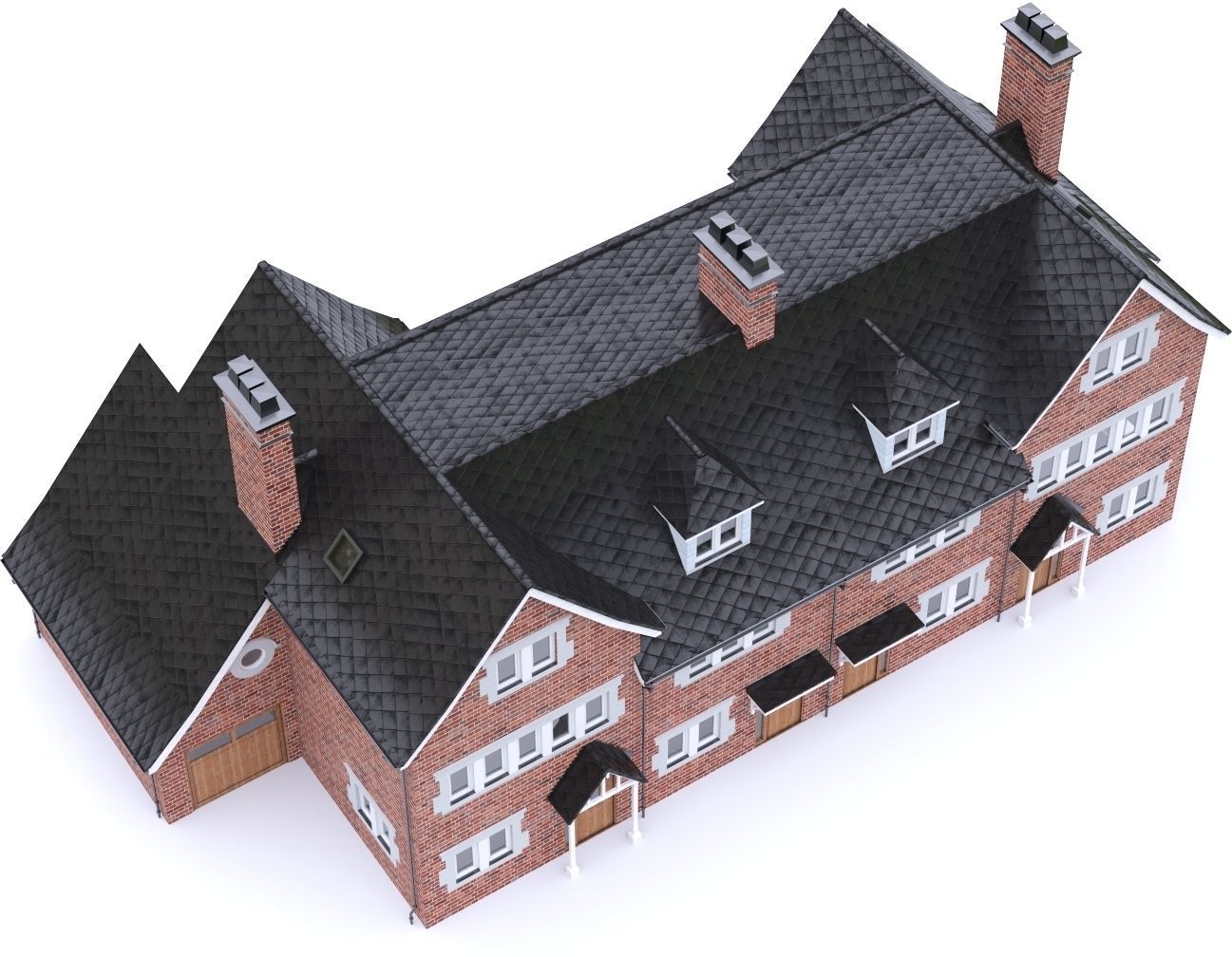 English Brick House 04 Low-poly 3D model_16