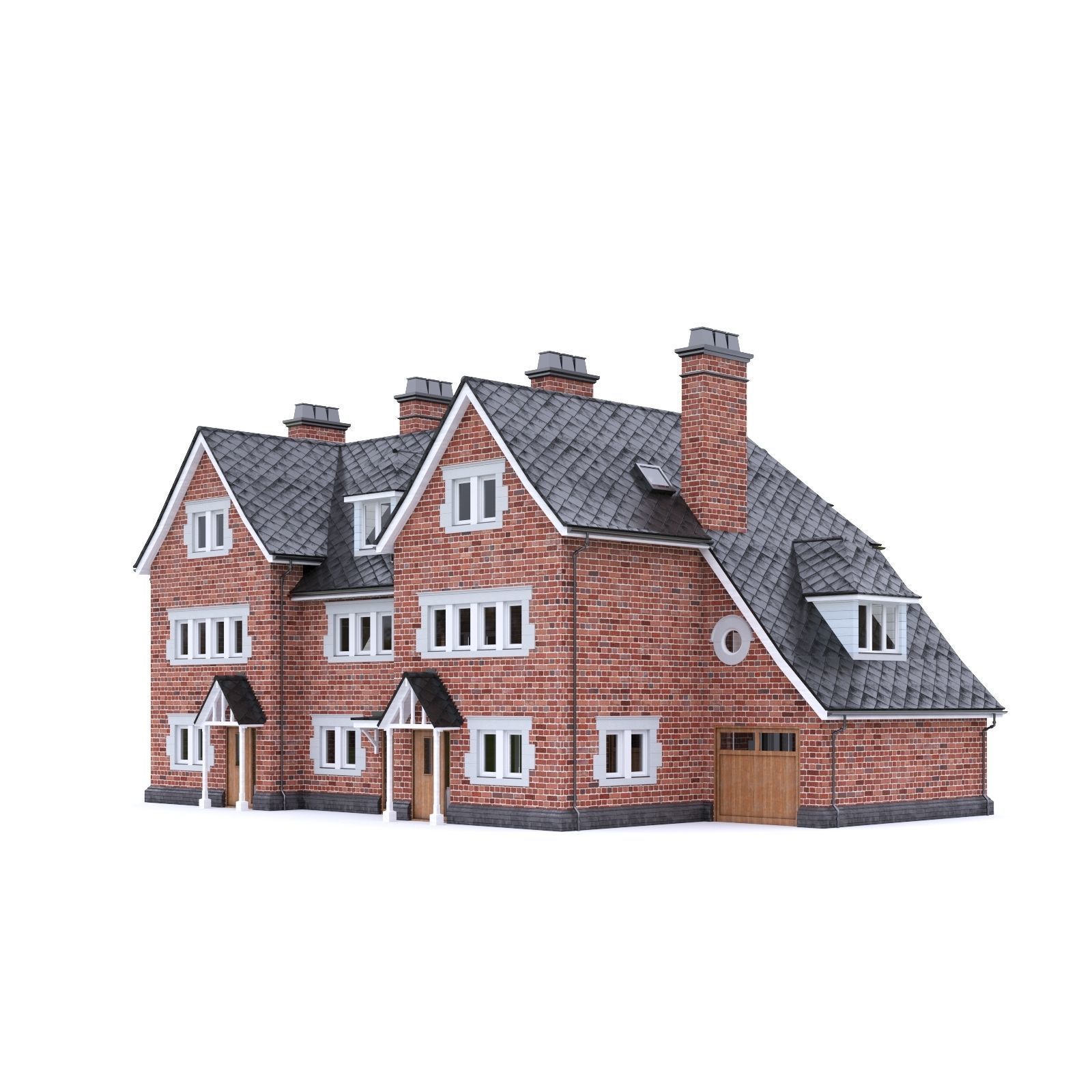 English Brick House 03 Low-poly 3D model_16