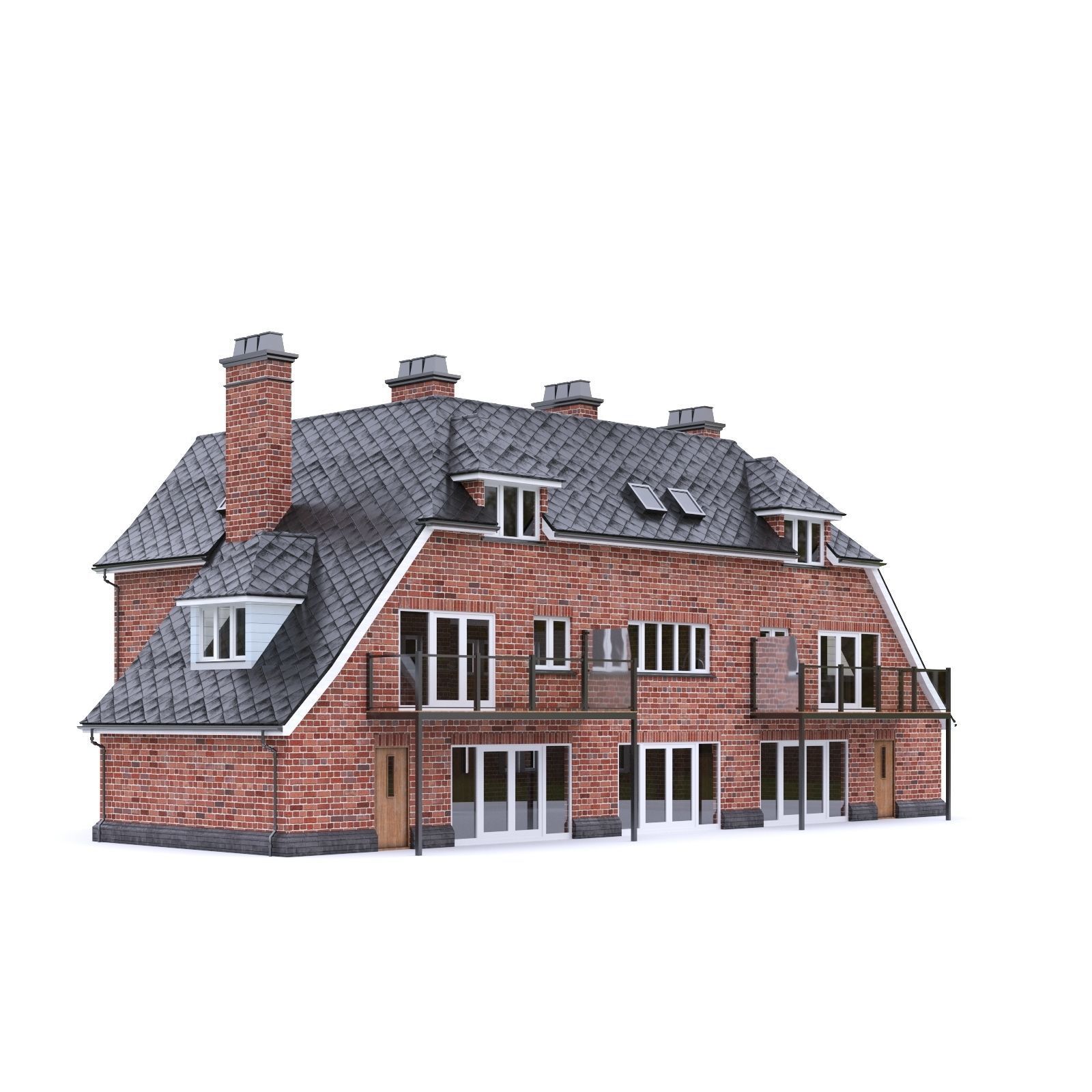English Brick House 03 Low-poly 3D model_7