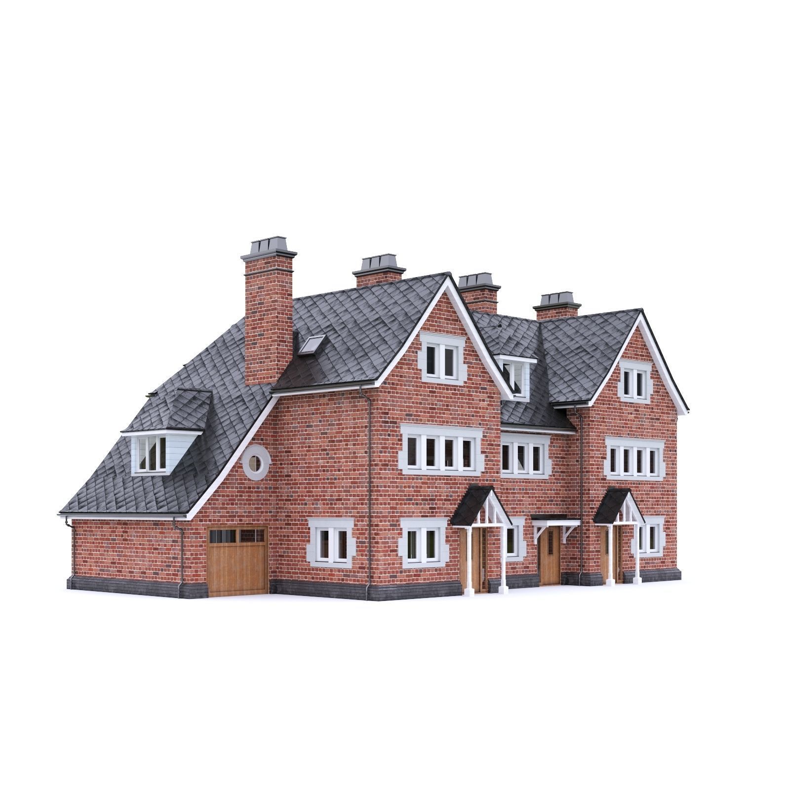 English Brick House 03 Low-poly 3D model_3
