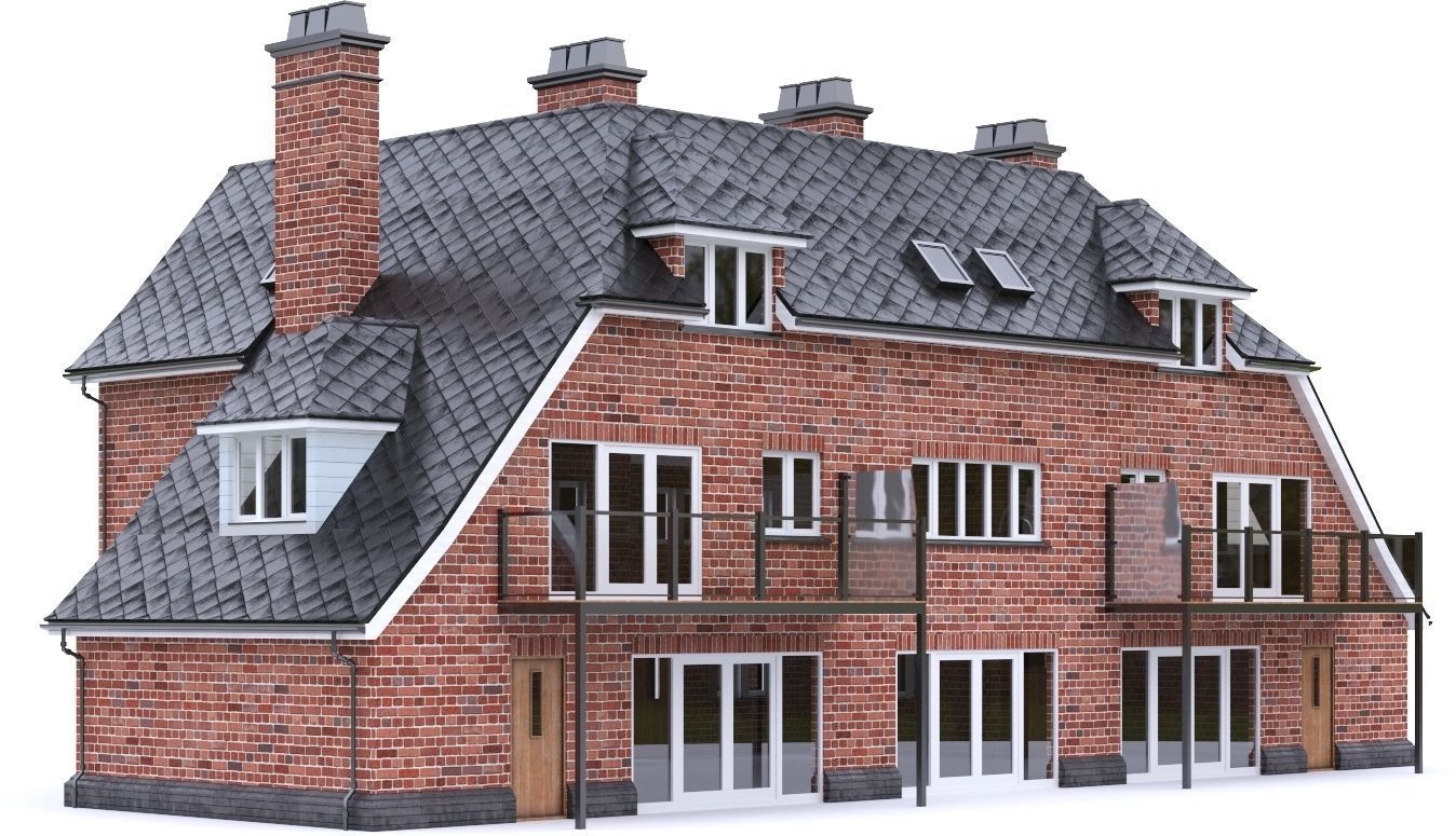 English Brick House 03 Low-poly 3D model_14