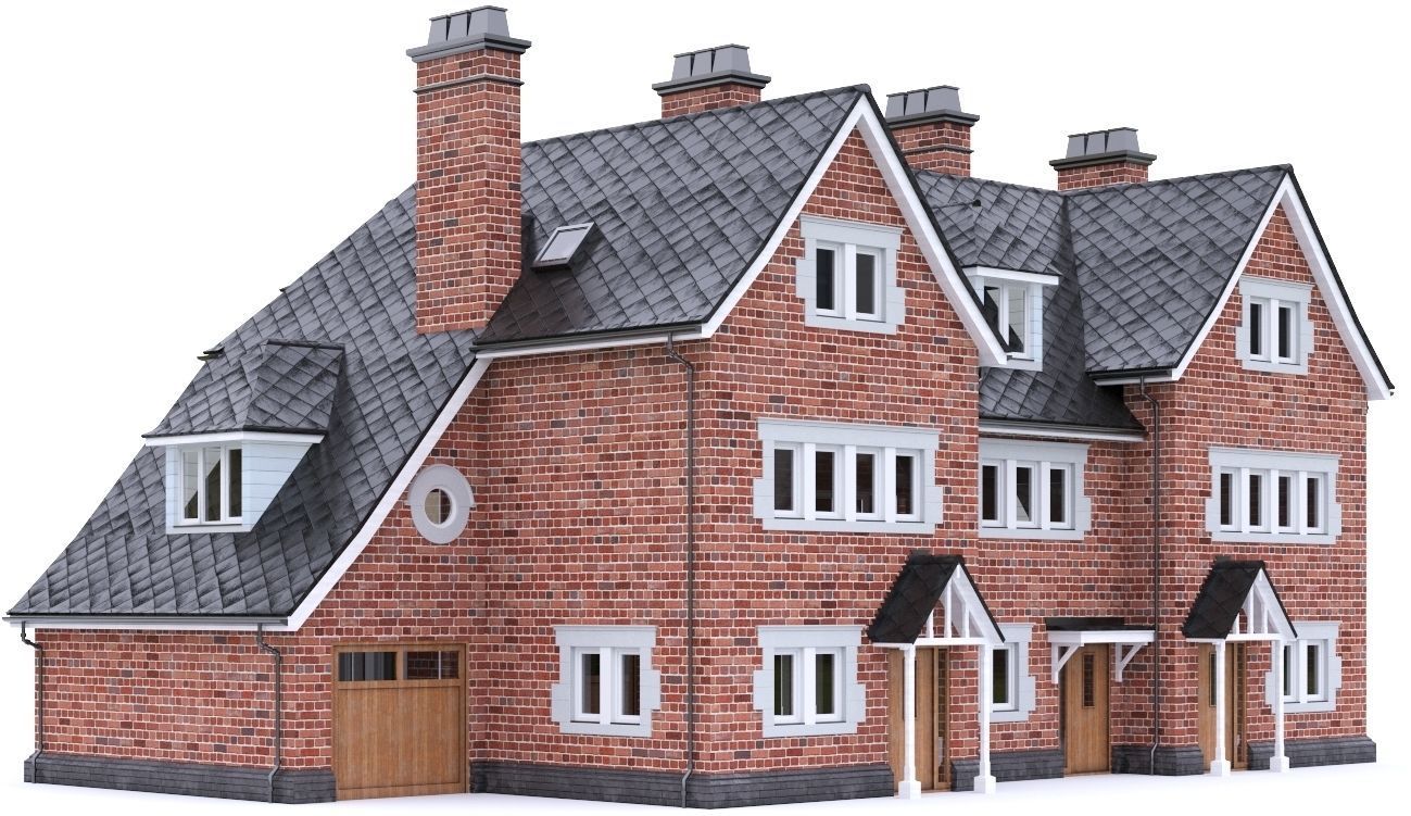 English Brick House 03 Low-poly 3D model_2