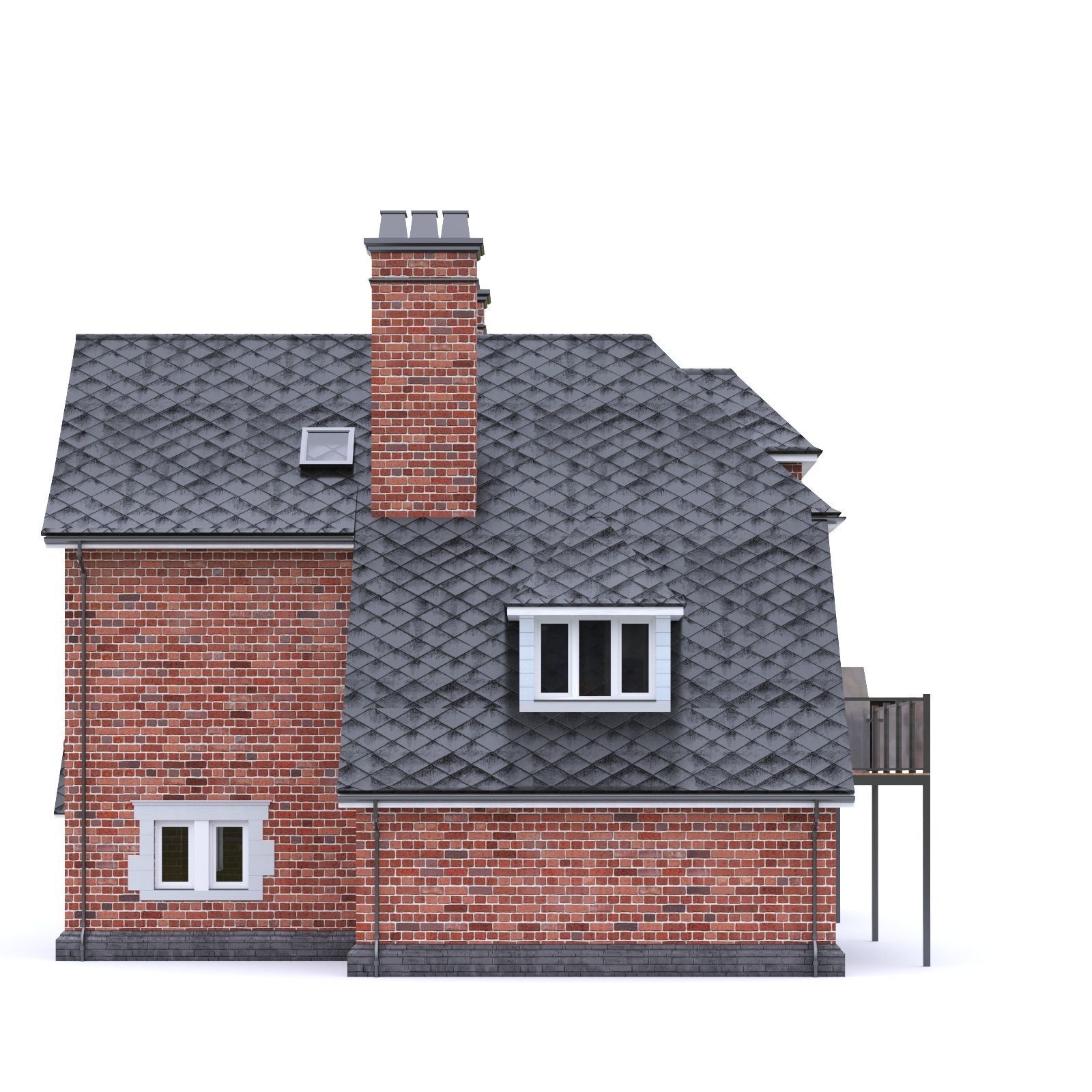 English Brick House 03 Low-poly 3D model_6
