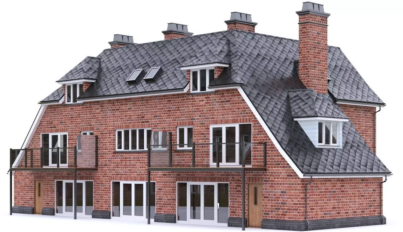 English Brick House 03 Low-poly 3D model_0