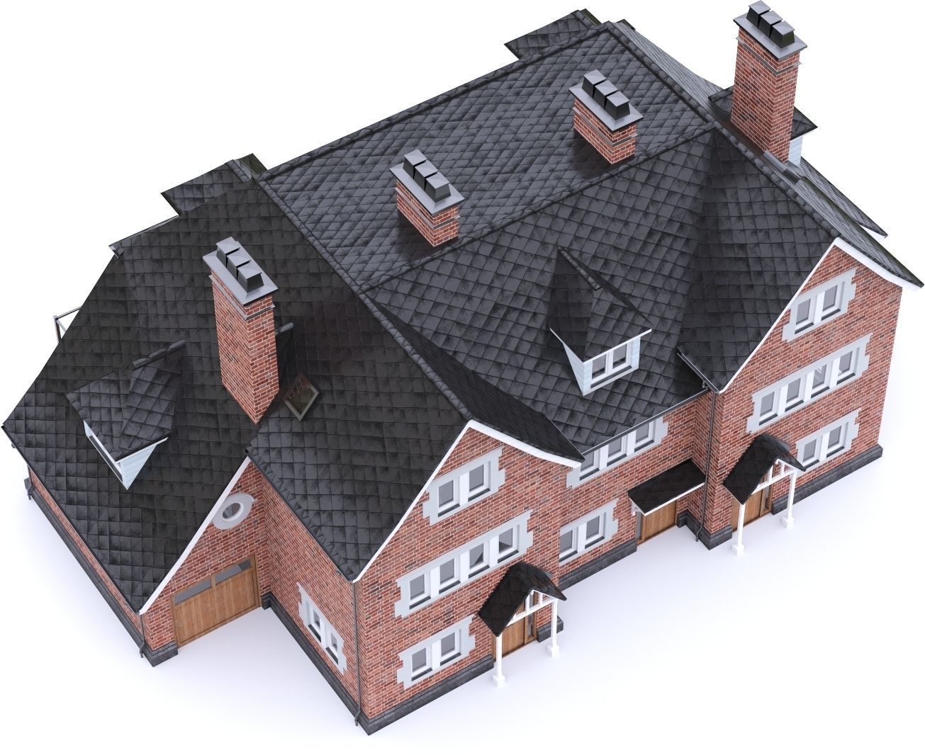 English Brick House 03 Low-poly 3D model_17