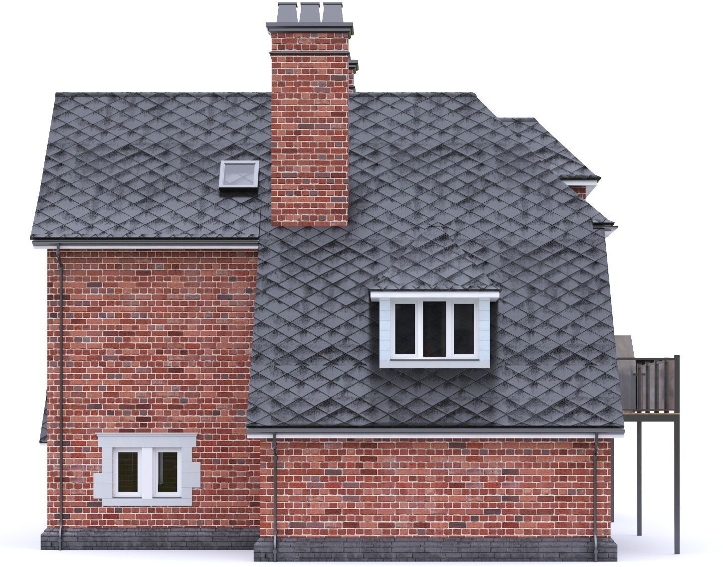 English Brick House 03 Low-poly 3D model_15