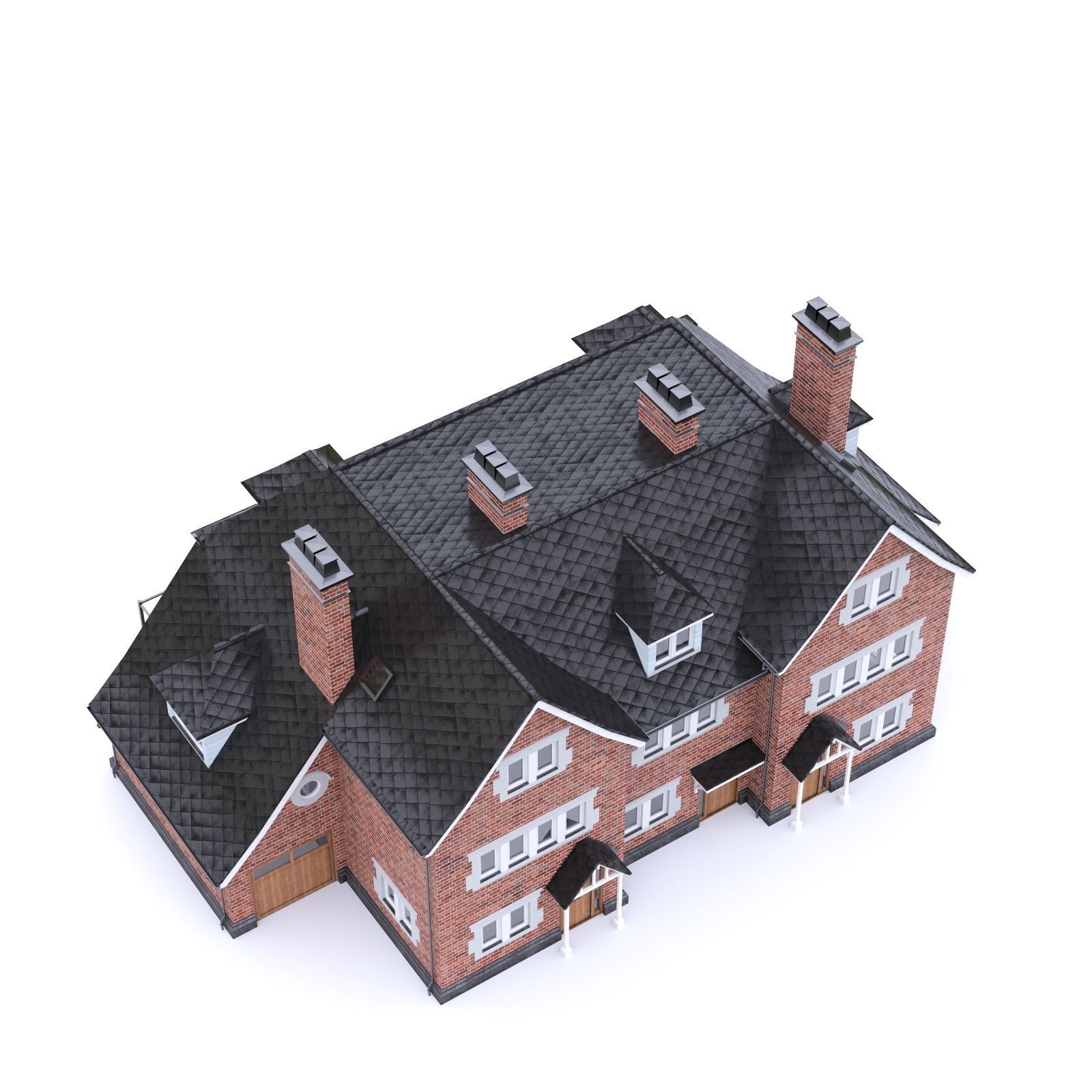 English Brick House 03 Low-poly 3D model_10