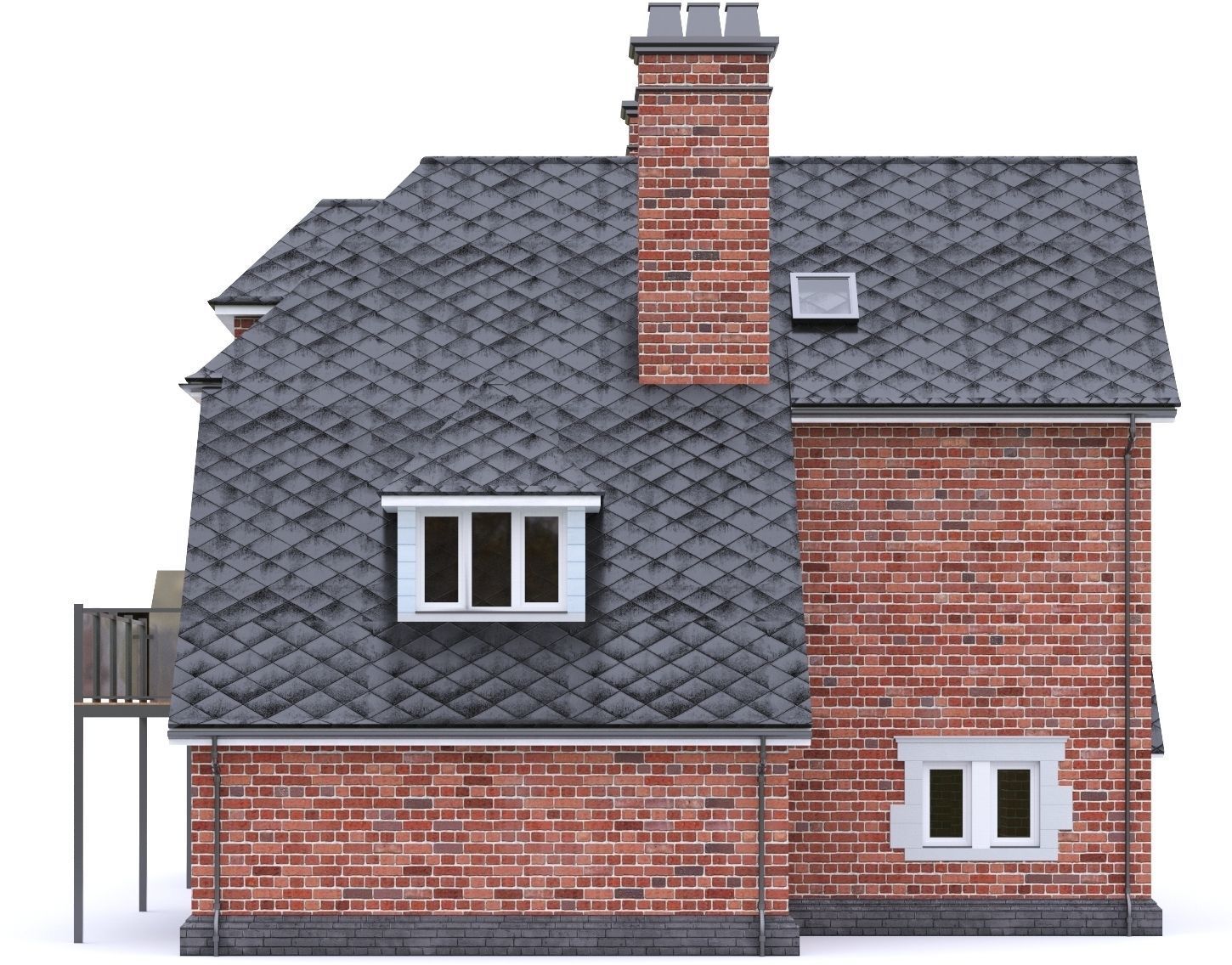 English Brick House 03 Low-poly 3D model_11