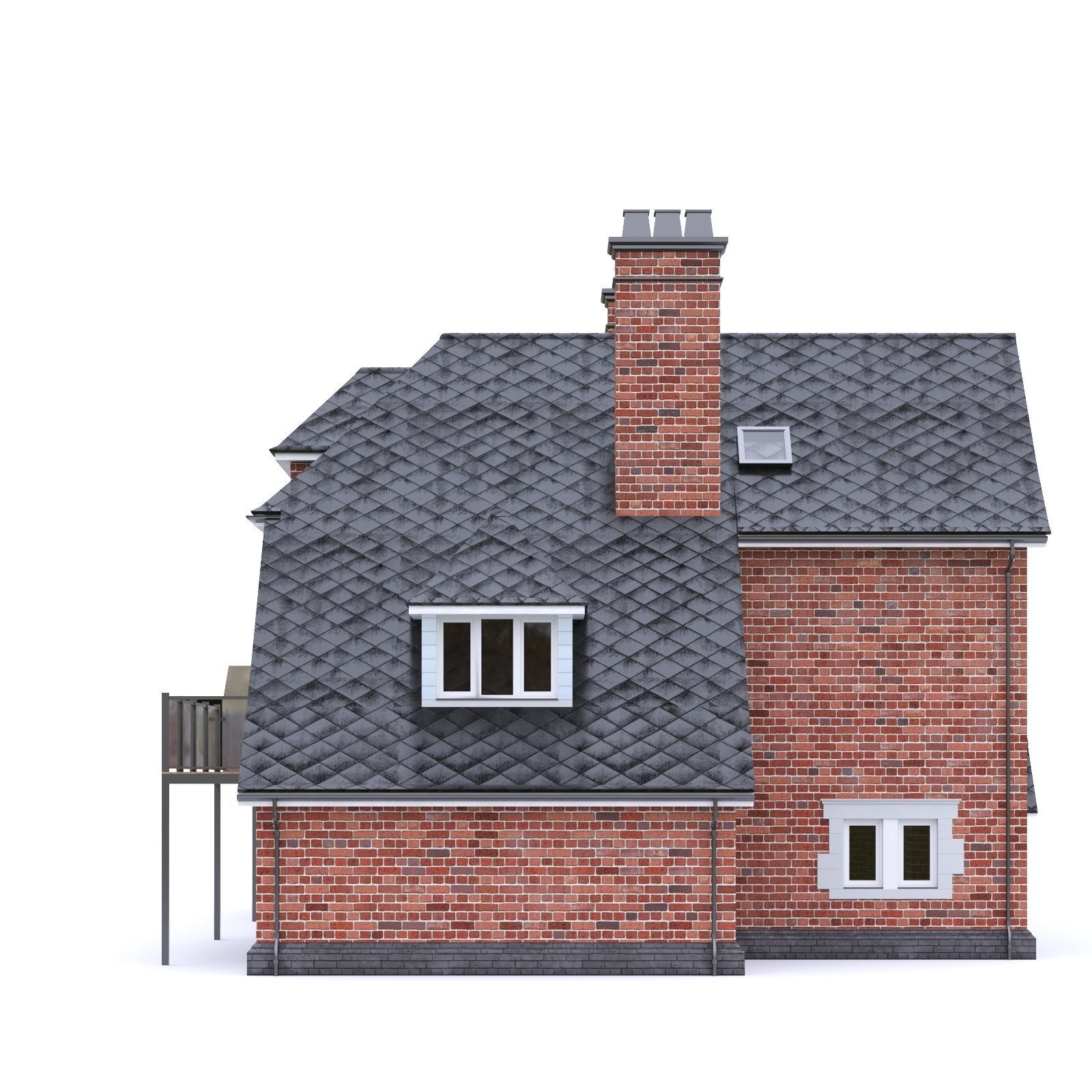 English Brick House 03 Low-poly 3D model_1