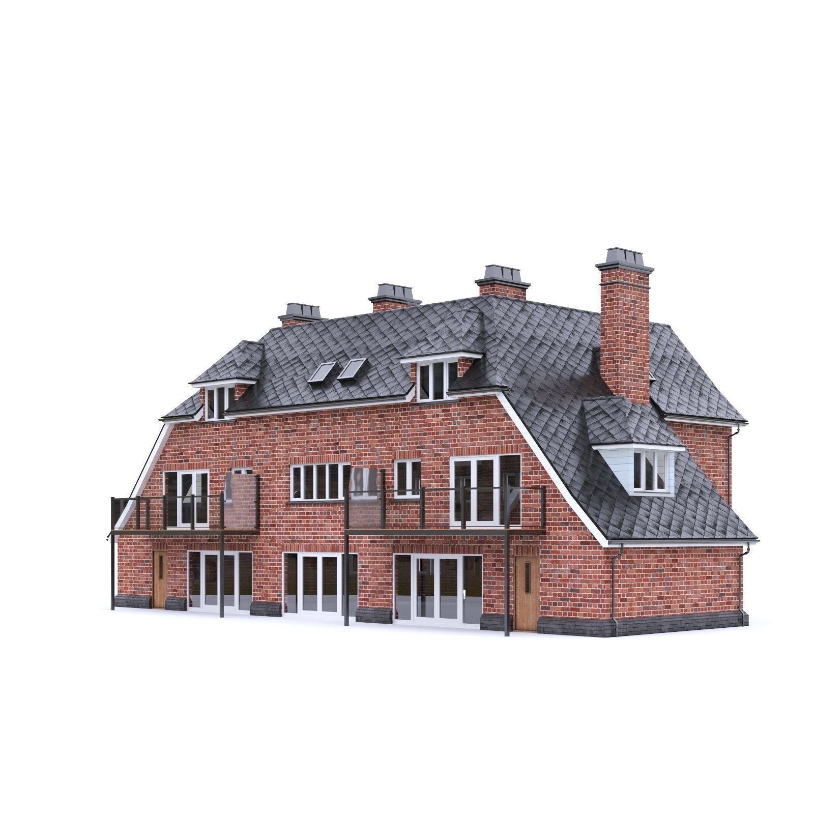 English Brick House 03 Low-poly 3D model_9